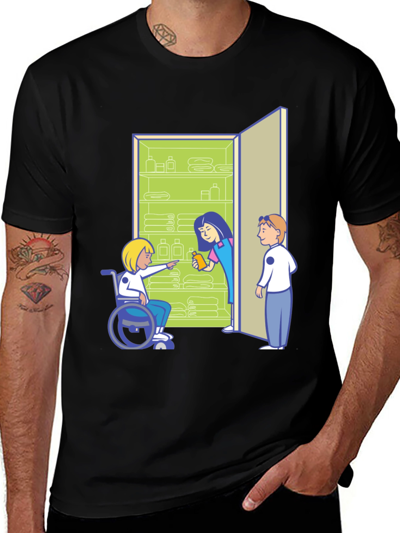 Black Inclusive Cartoon Graphic T-Shirt main image