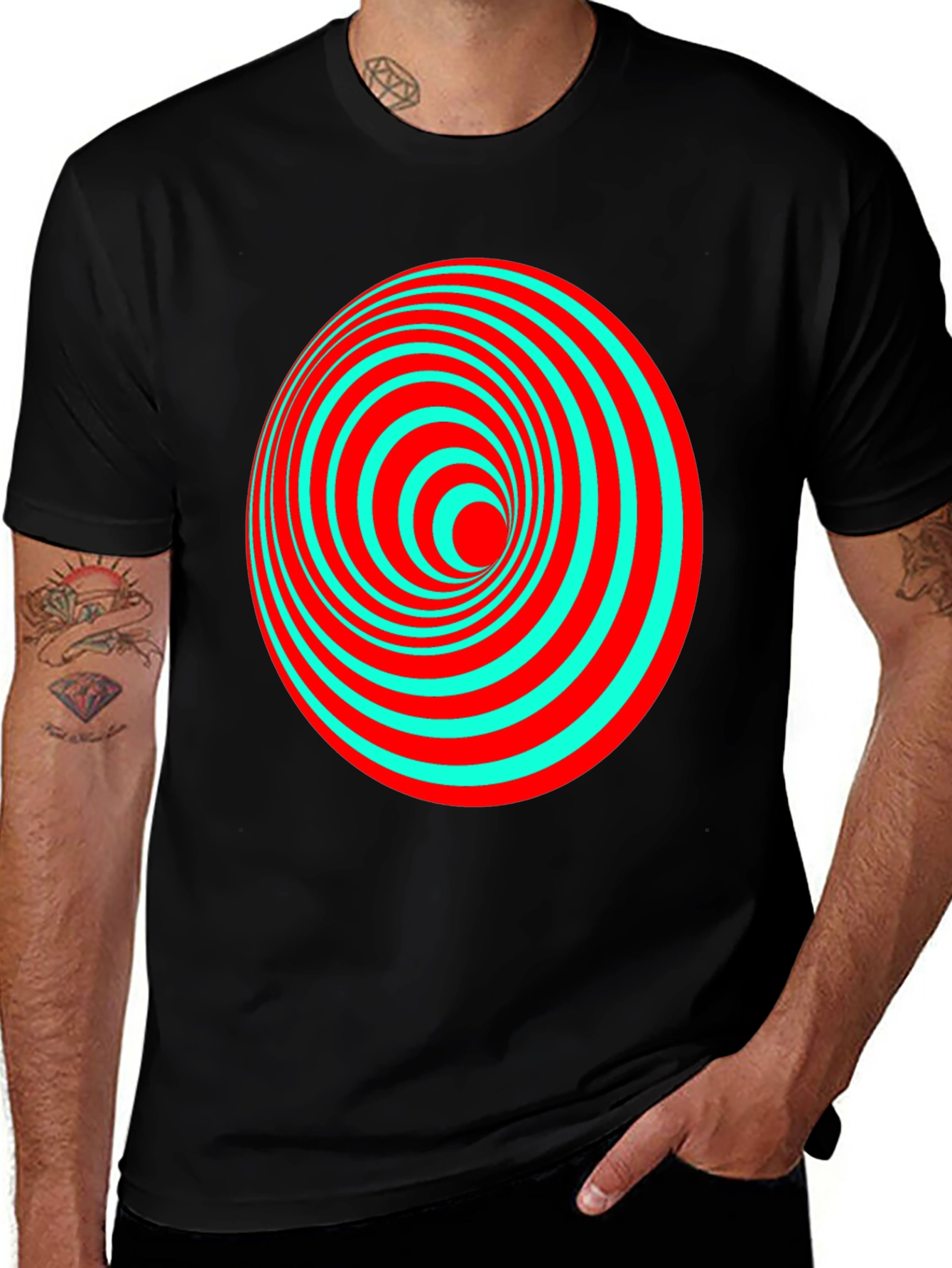 Variant 18 of Optical Illusion T-Shirt: Hypnotic Swirl Design