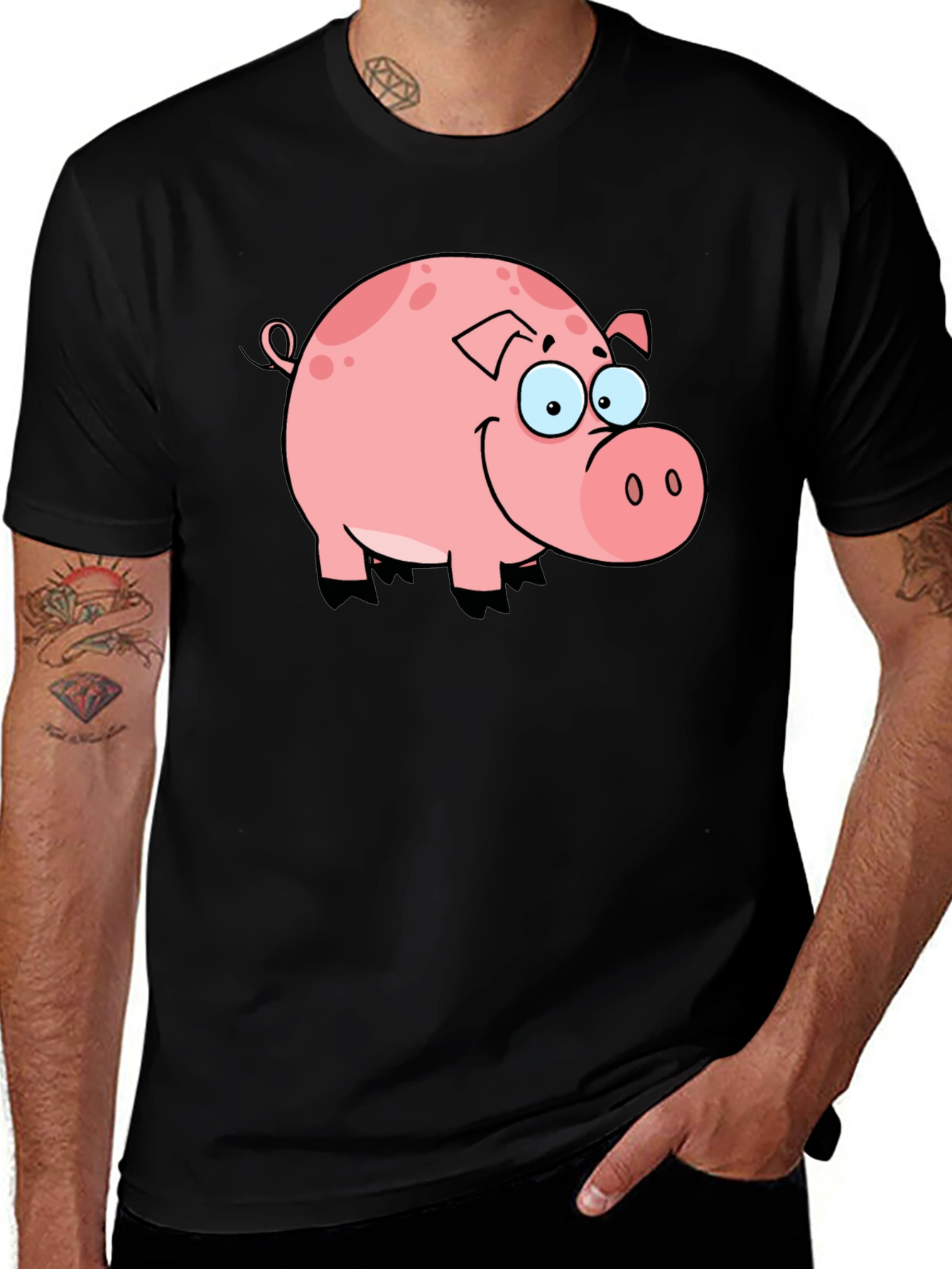 Variant 20 of Cute Pig Graphic Black T-Shirt