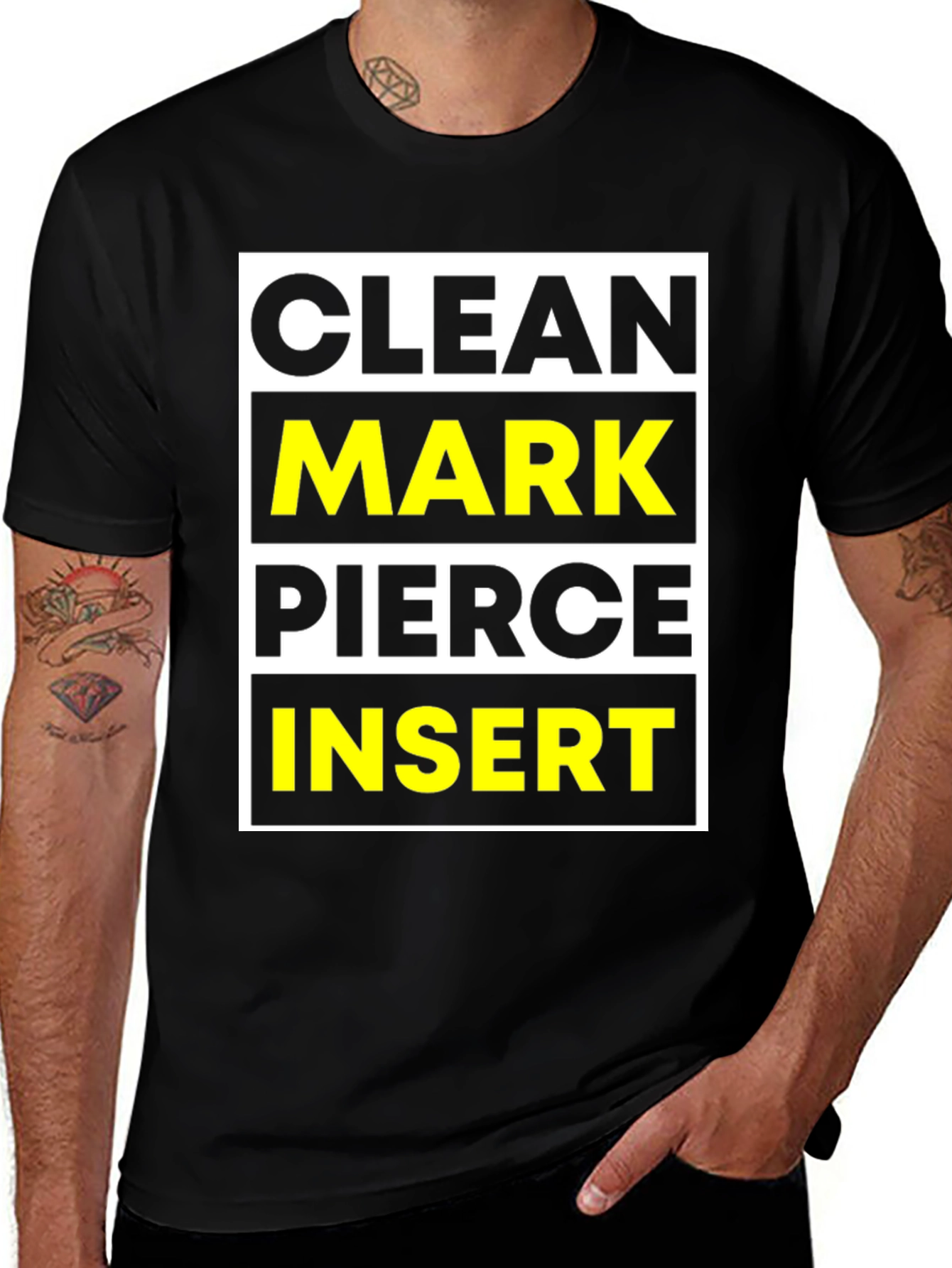 Variant 21 of Clean Mark Pierce Insert Graphic Tee - Black