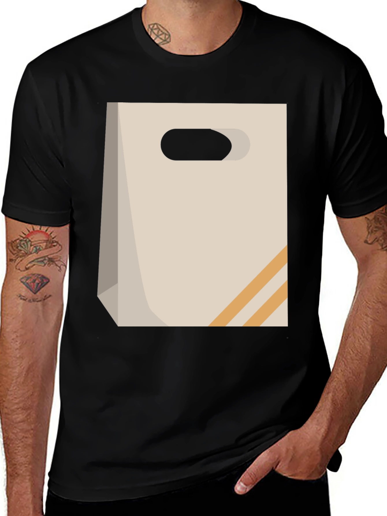 Variant 13 of Novelty Paper Bag Graphic T-Shirt - Casual Comfort
