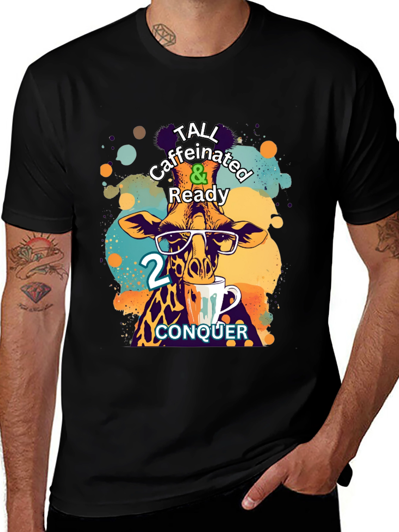 Variant 3 of Tall Caffeinated & Ready Giraffe T-Shirt