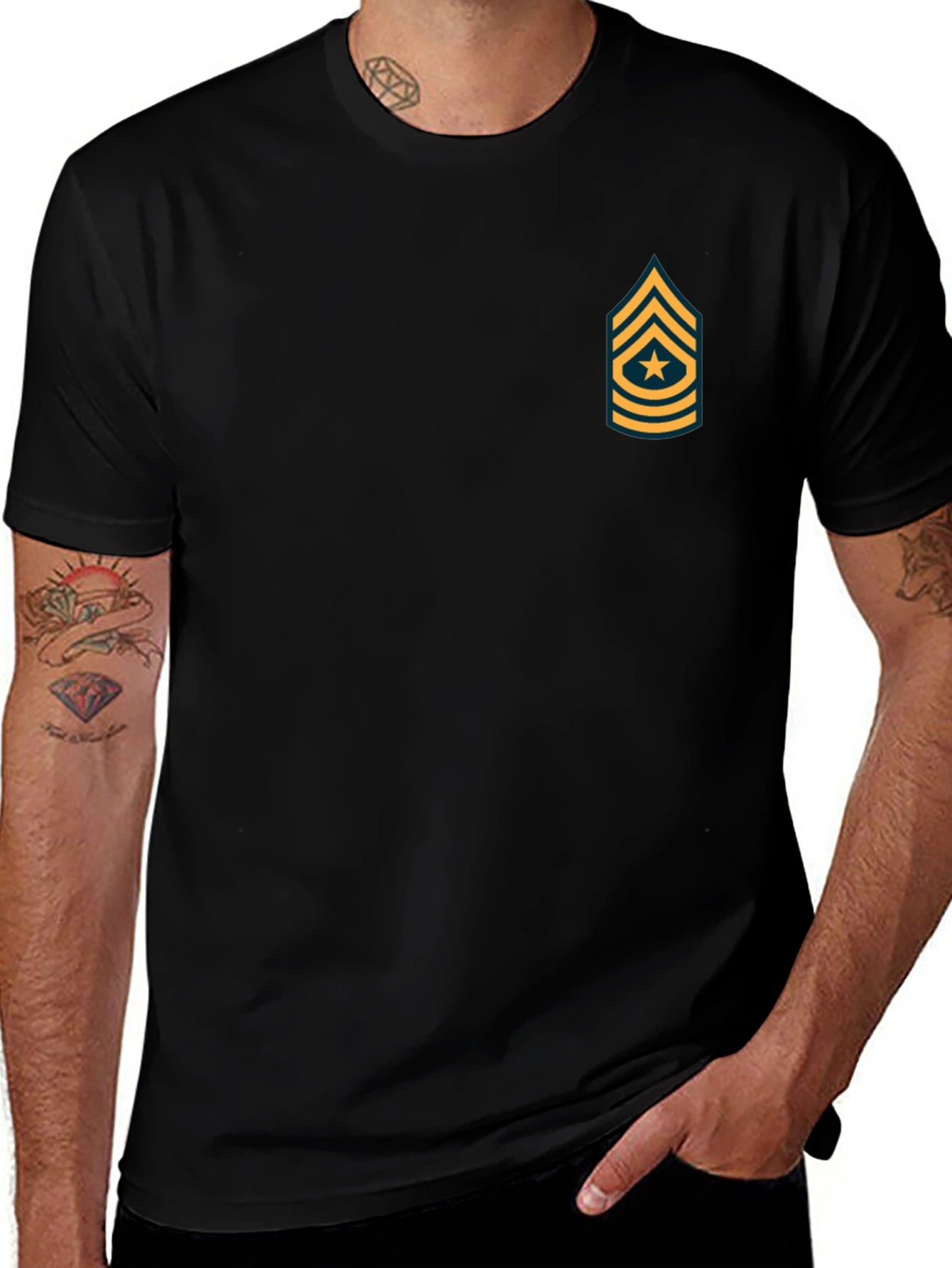 Variant 8 of Black T-Shirt with Military Rank Graphic