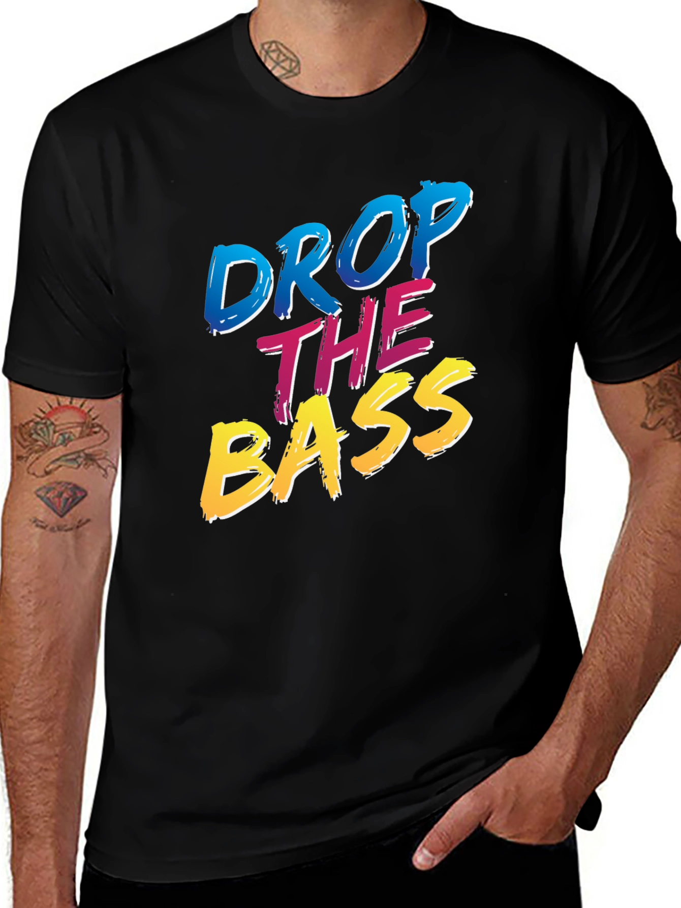 Variant 22 of Drop The Bass T-Shirt - Black Cotton Blend