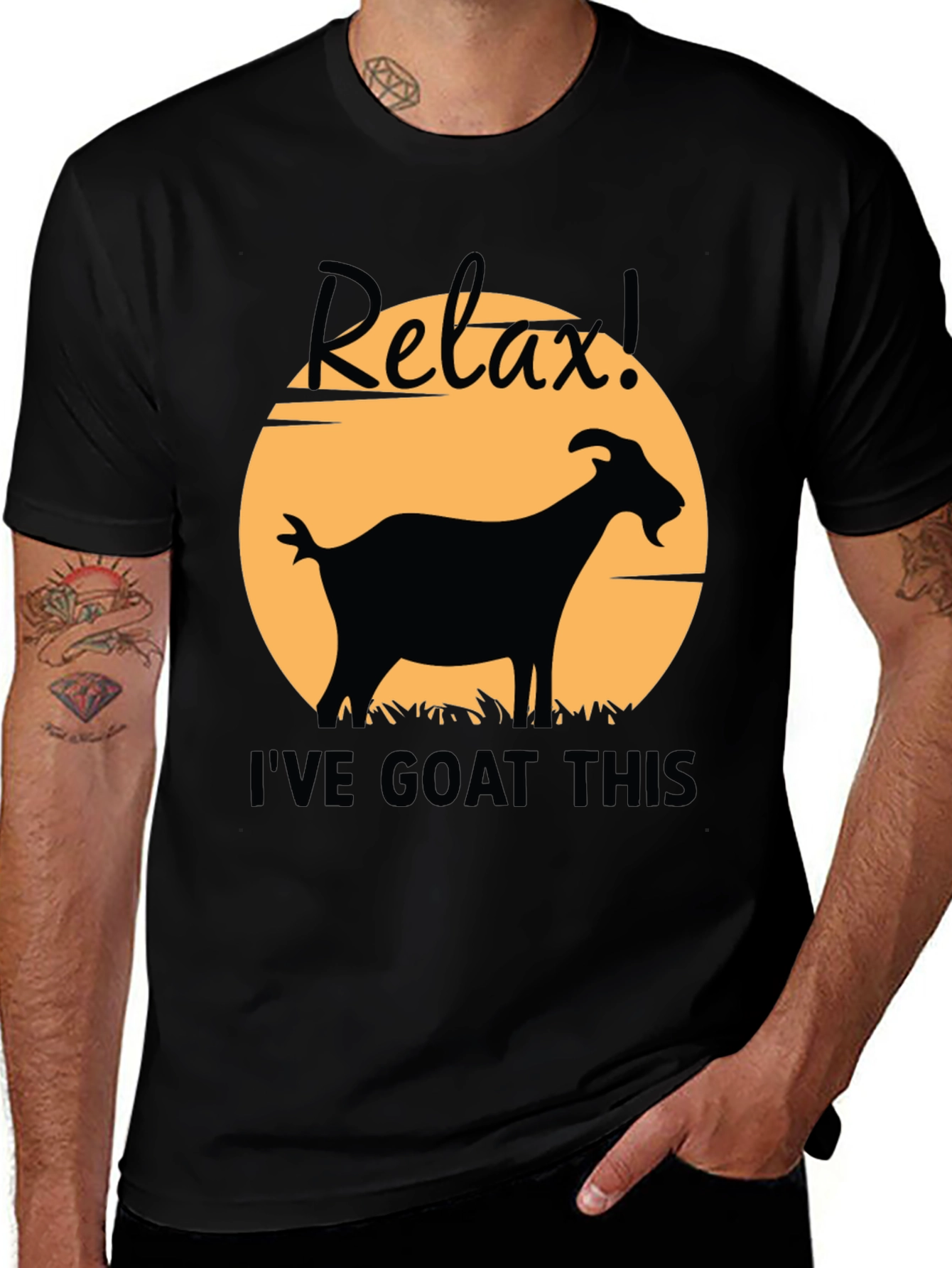 Variant 17 of Relax! I've Goat This Black Graphic T-Shirt