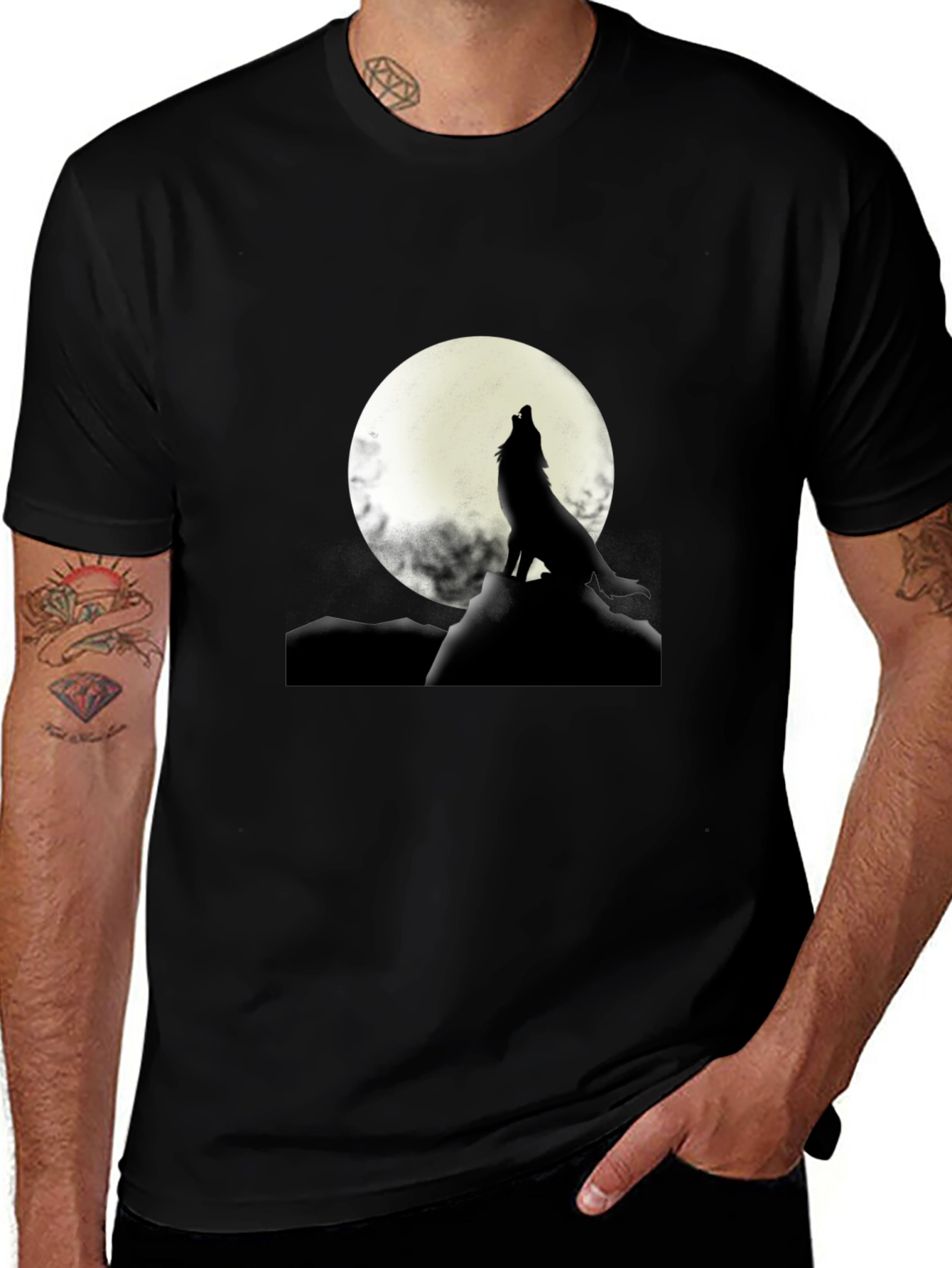Variant 29 of Wolf Howling at Moon Graphic T-Shirt