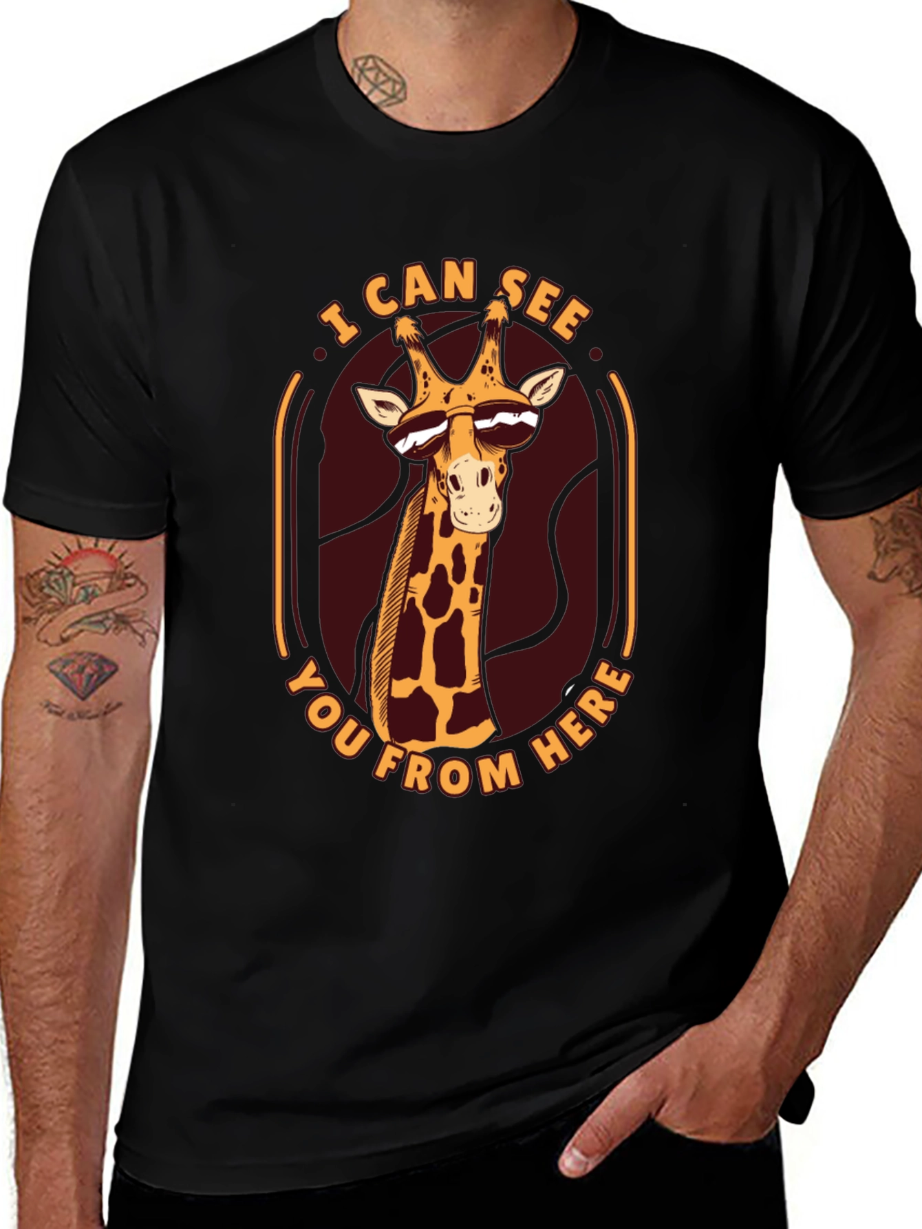 Variant 26 of Funny Giraffe T-Shirt - I Can See You From Here