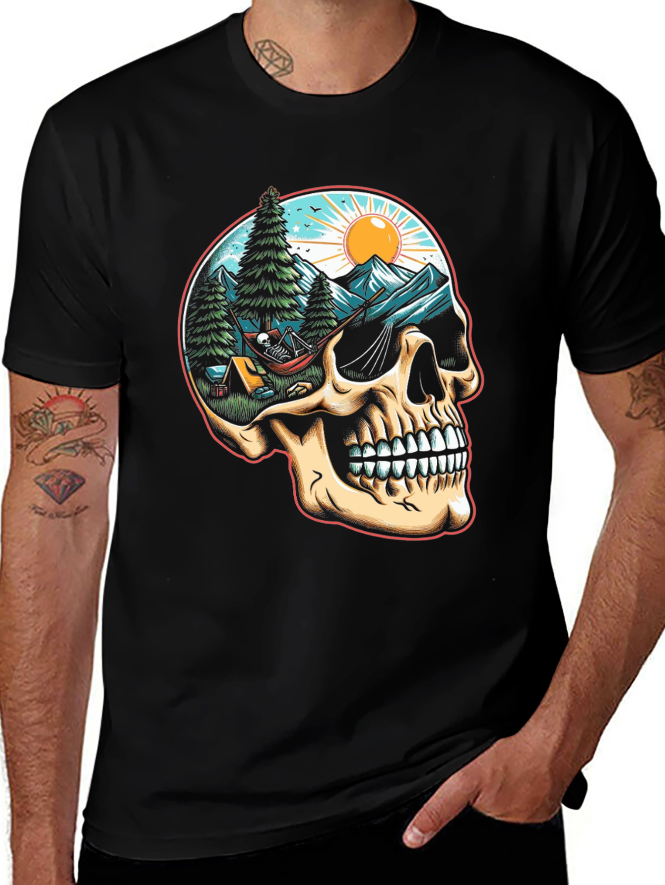 Variant 30 of Skull Camping Adventure T-Shirt - Nature's Embrace