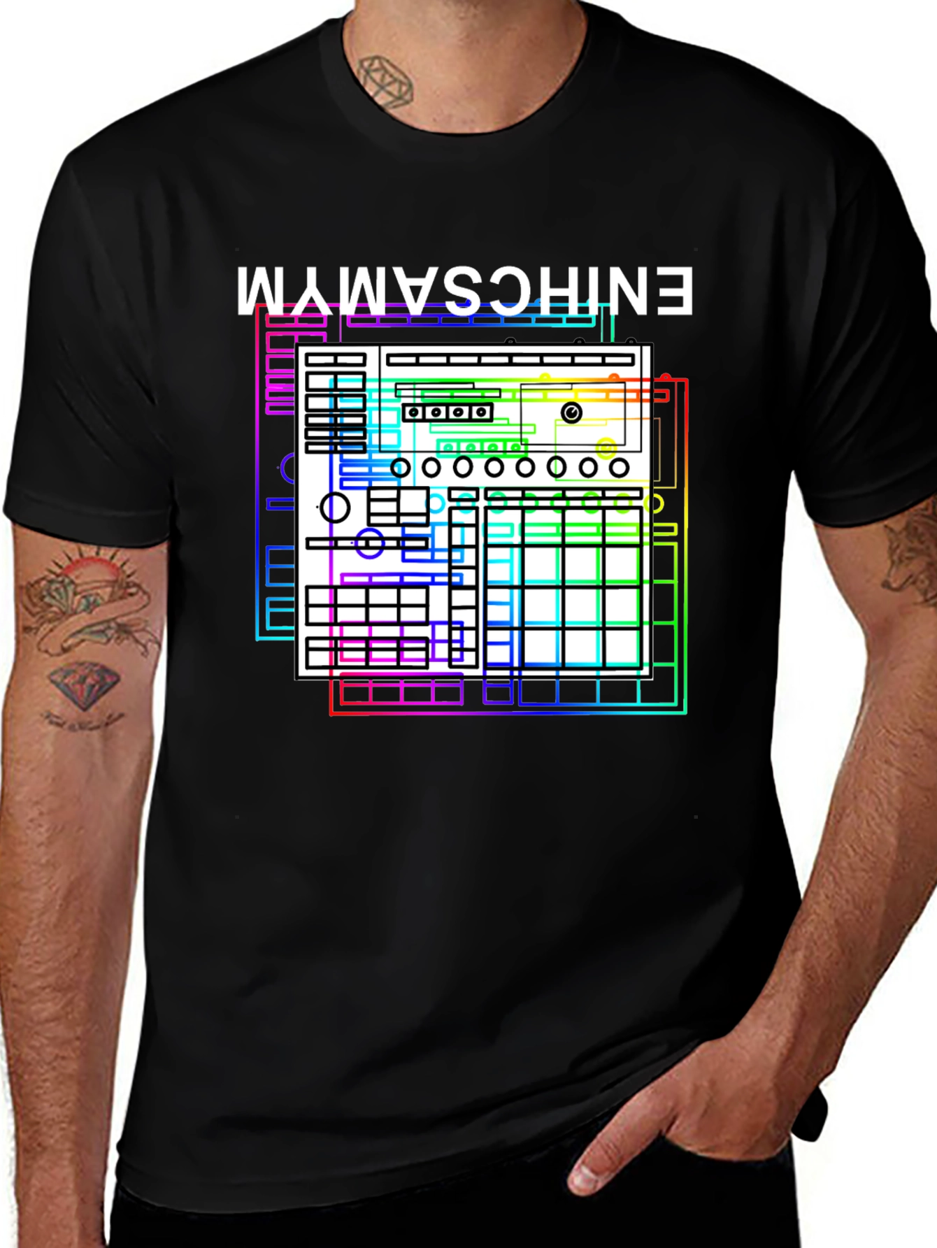 Variant 5 of Synthesizer Graphic Tee - Black