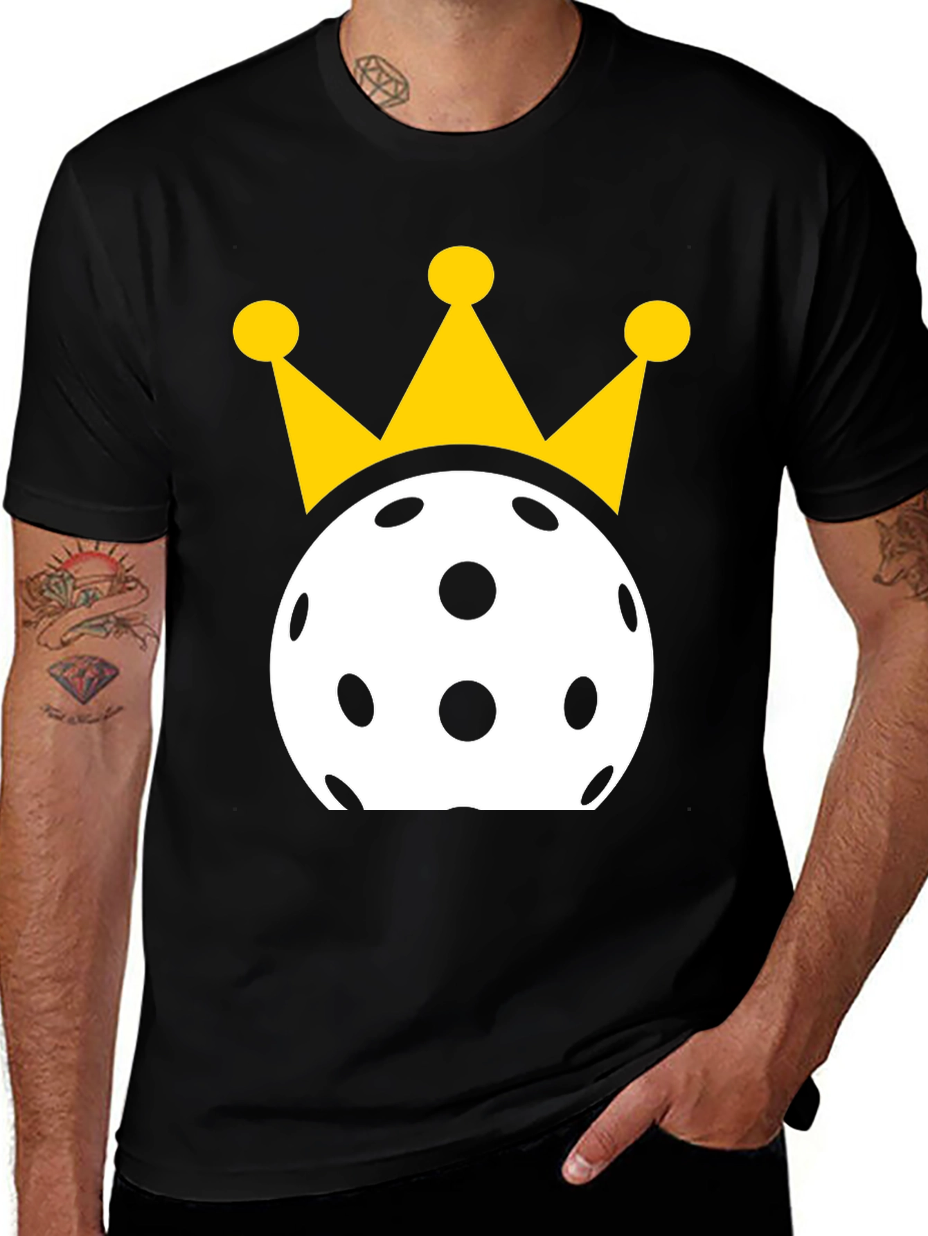 Black Pickleball King T-Shirt - Black Cotton Tee main image
