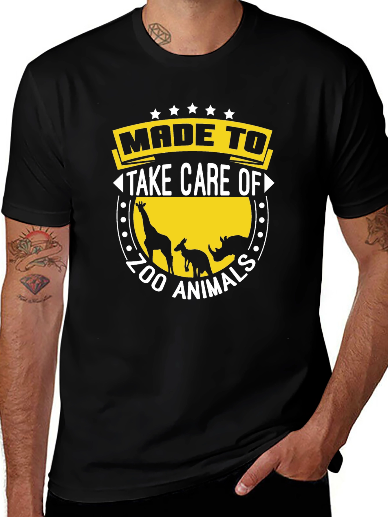 Variant 28 of Zoo Animal Care T-Shirt, Black Cotton Tee