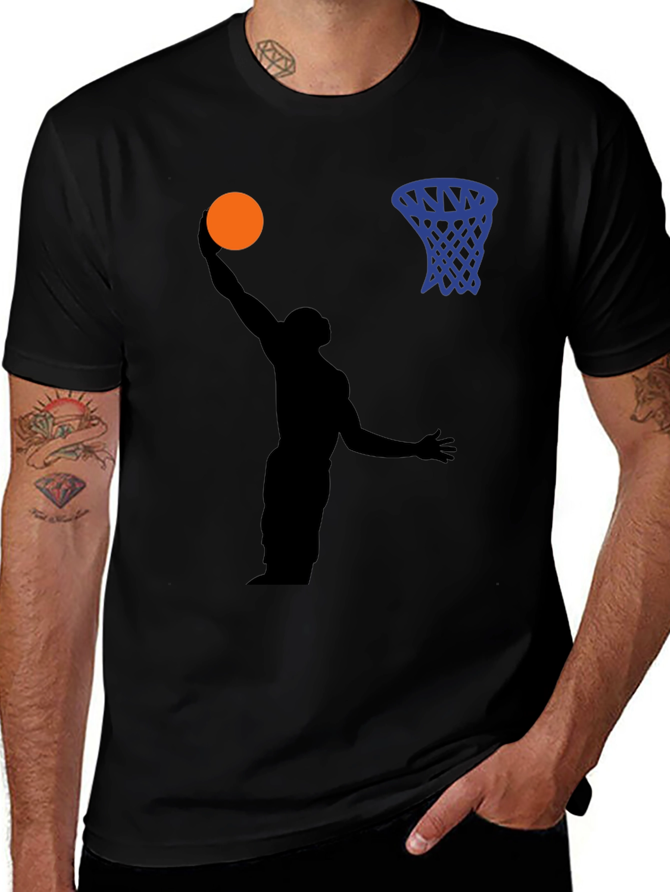 Variant 11 of Basketball Silhouette Graphic Print Tee - Black