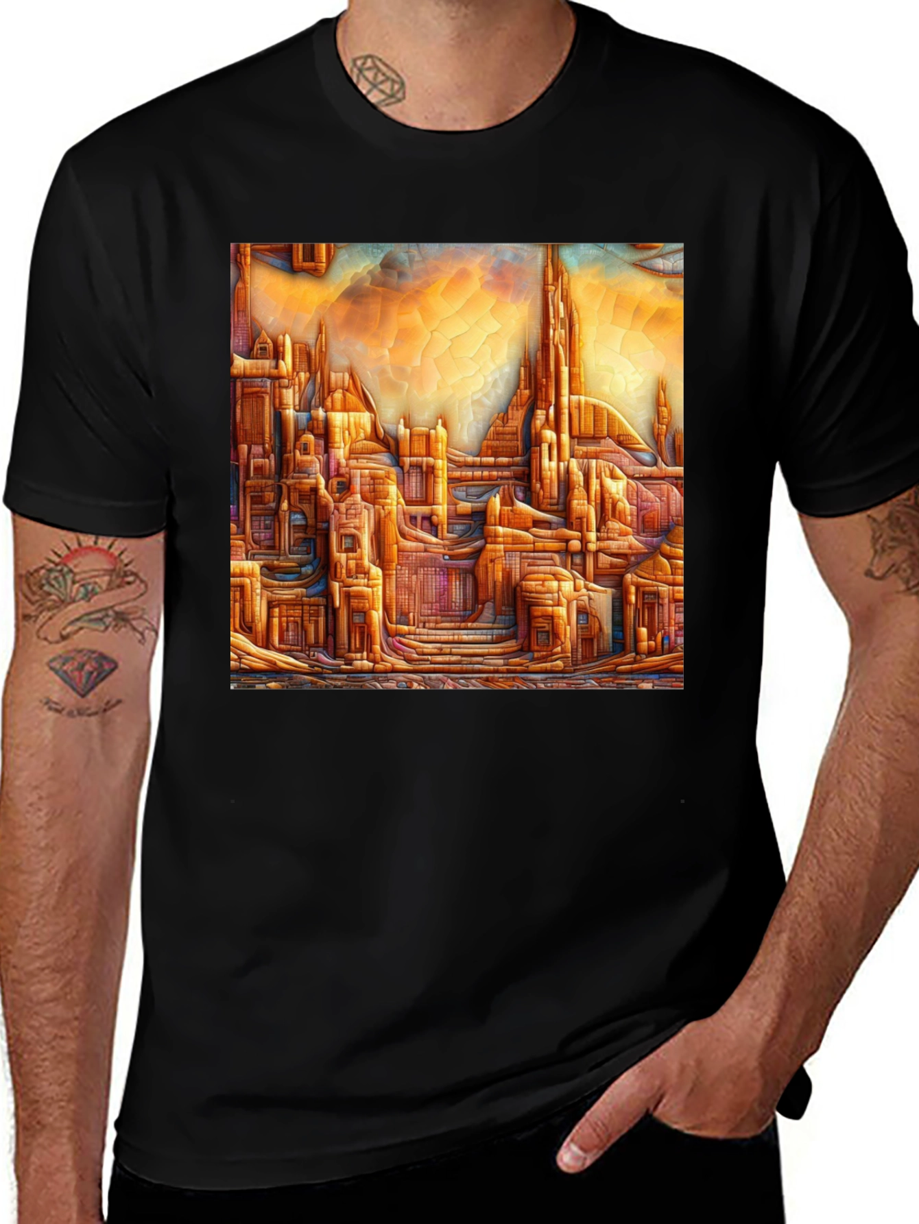 Variant 8 of Abstract Cityscape Graphic Tee - Artistic Comfort