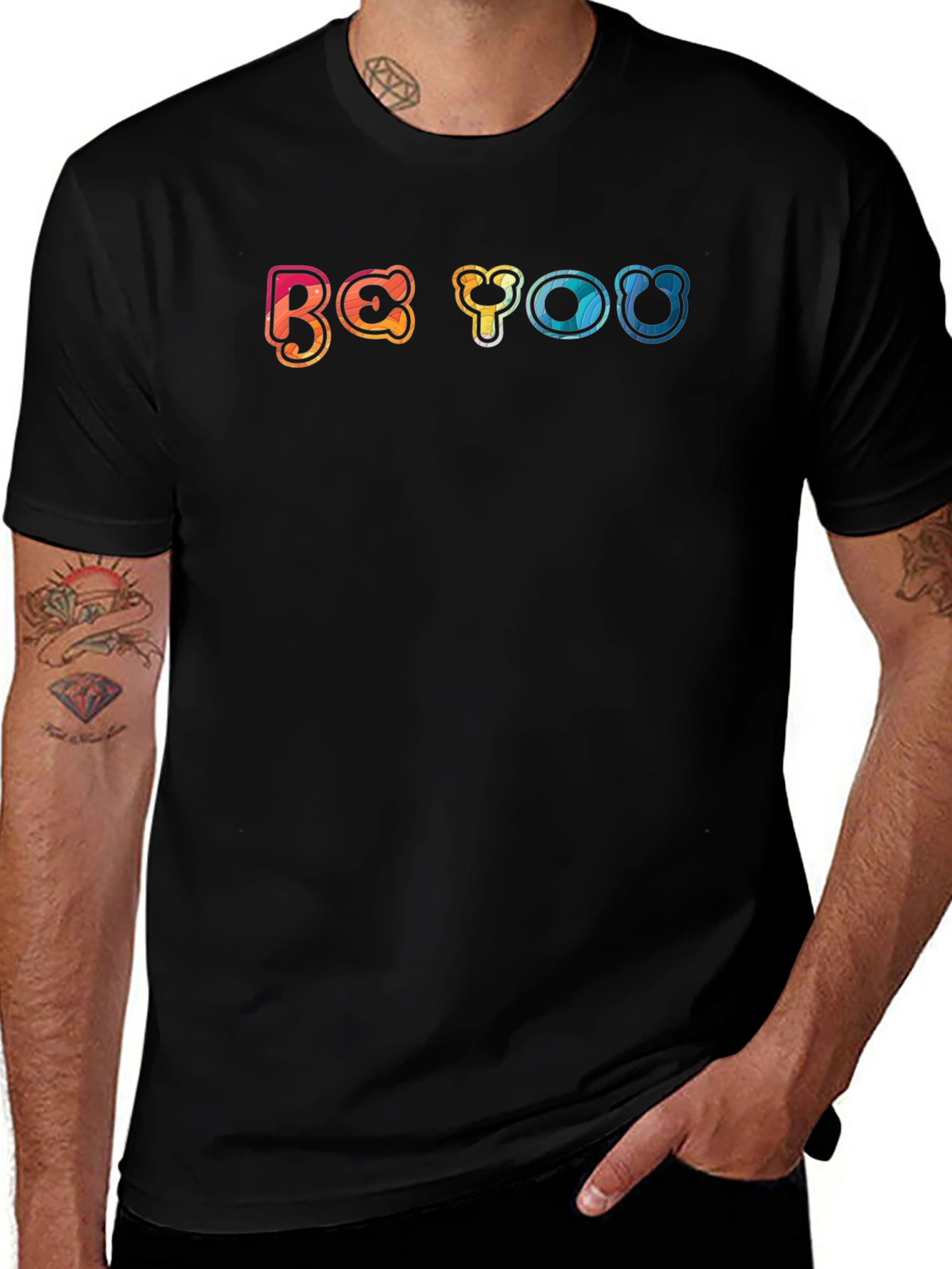 Variant 13 of Be You Graphic Tee - Black Cotton Blend