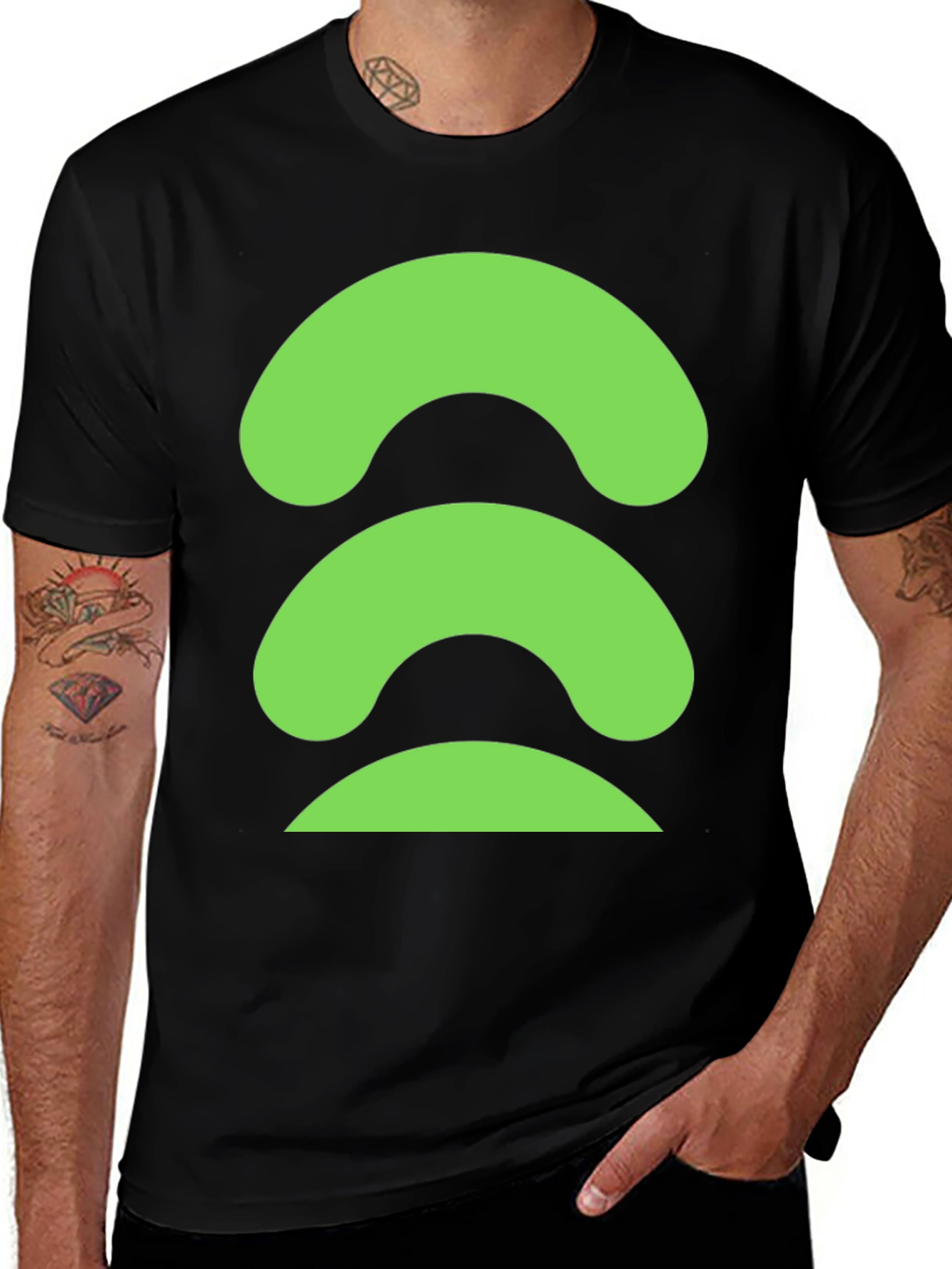 Variant 21 of Abstract Green Graphic Black T-Shirt