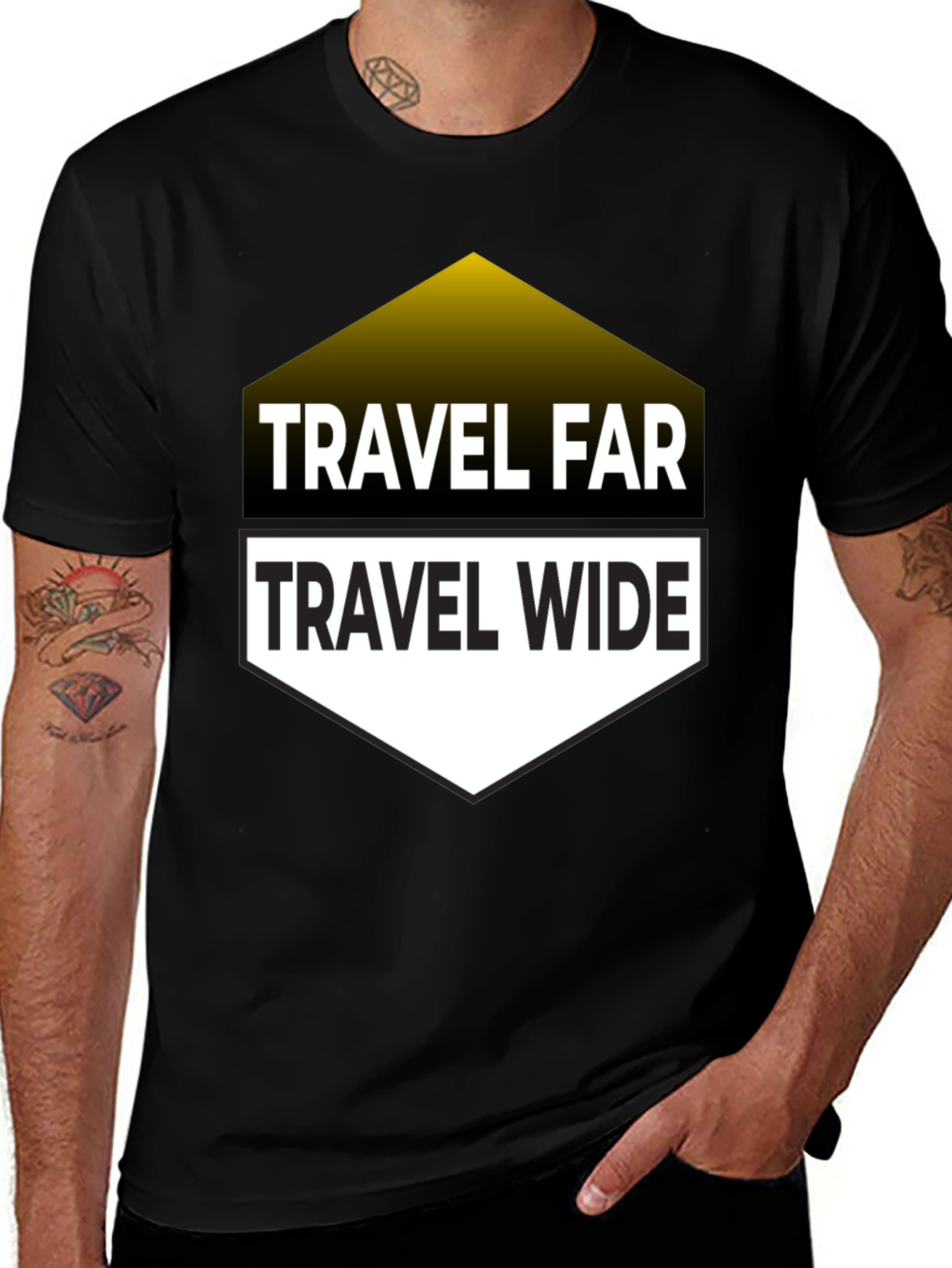 Variant 11 of Travel Far Travel Wide Black Graphic T-Shirt