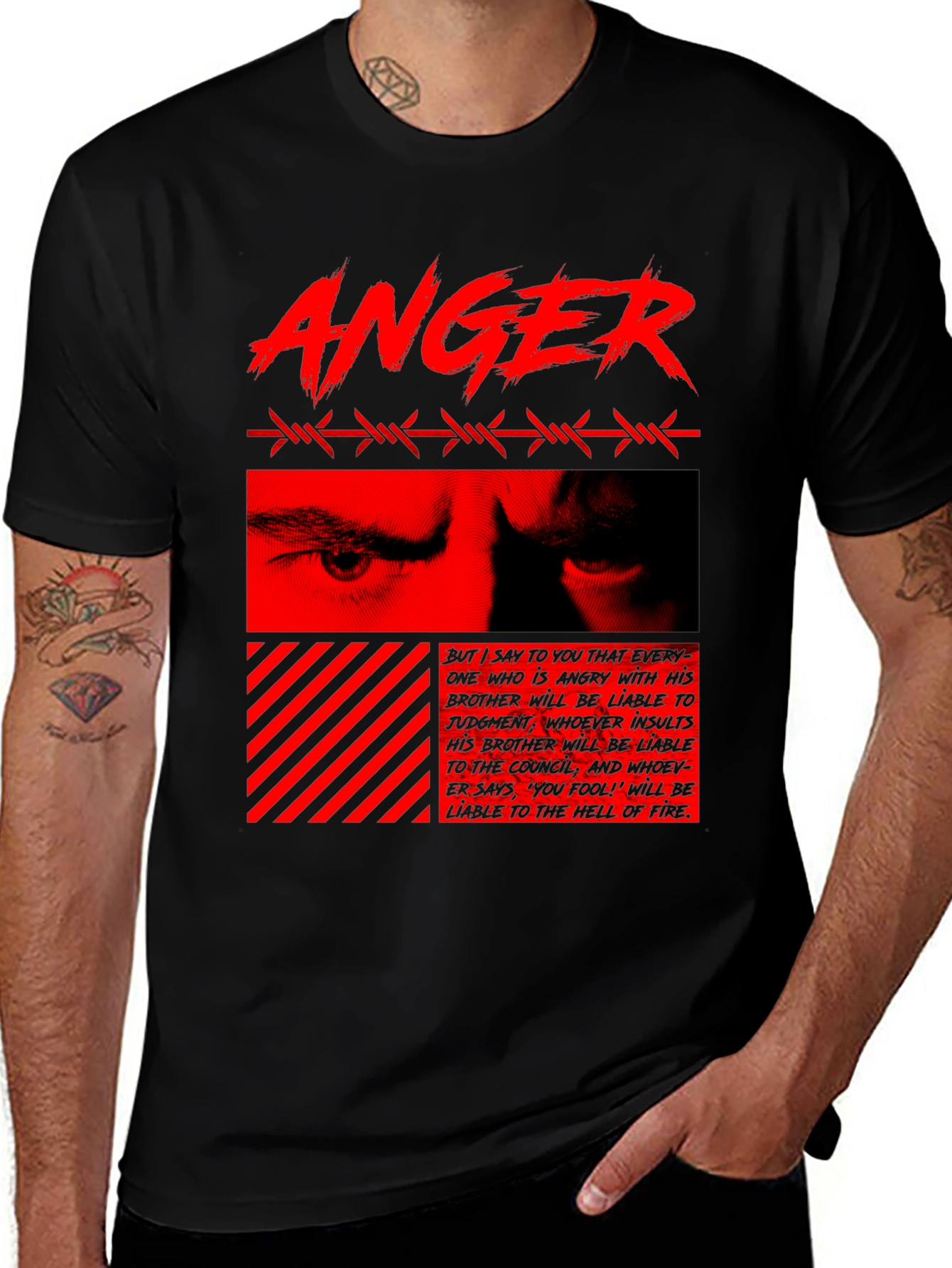 Variant 3 of Edgy "Anger" Graphic T-Shirt