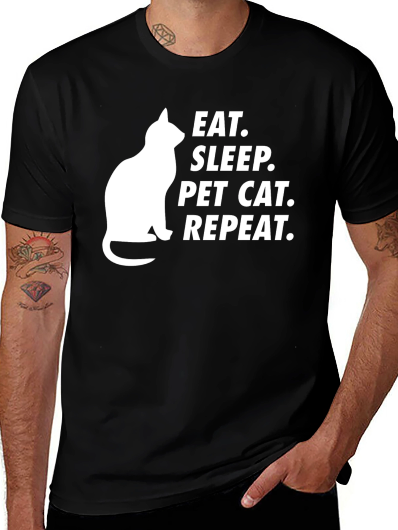 Variant 10 of Eat Sleep Pet Cat Repeat T-Shirt