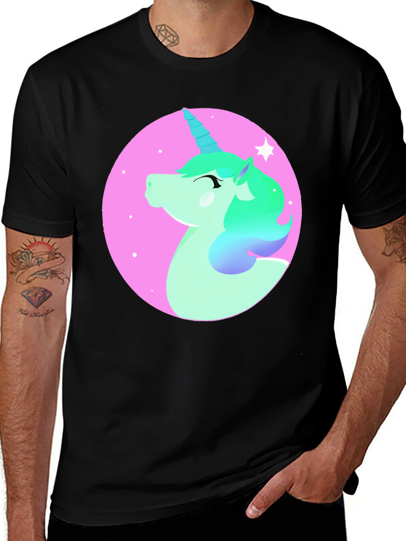 Variant 5 of Unicorn Graphic Tee - Black Cotton Comfort