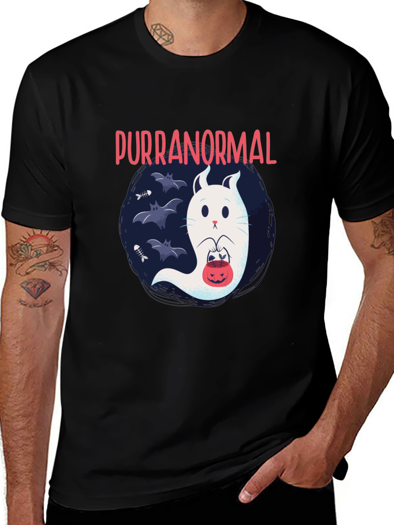Variant 6 of Purranormal Cat Ghost Halloween T-Shirt