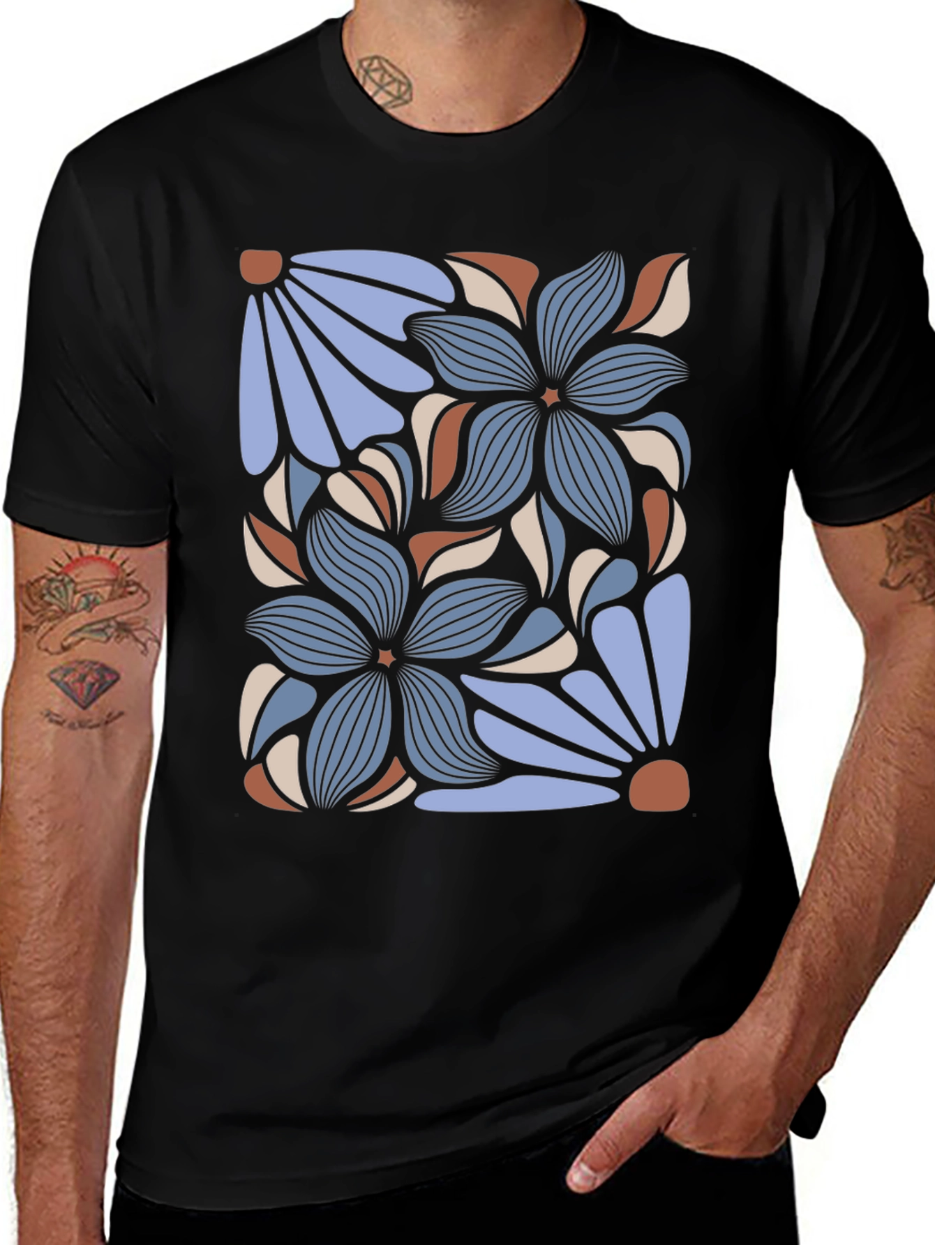 Variant 13 of Retro Floral Print Tee - Stylish Comfort