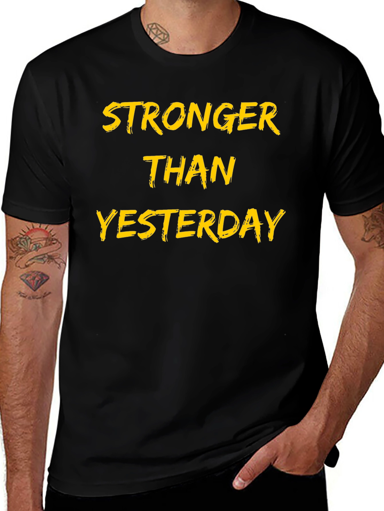 Variant 25 of Stronger Than Yesterday Black Graphic Tee