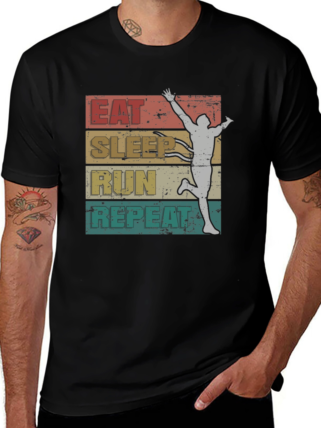 Variant 5 of Eat Sleep Run Repeat Retro Graphic Tee