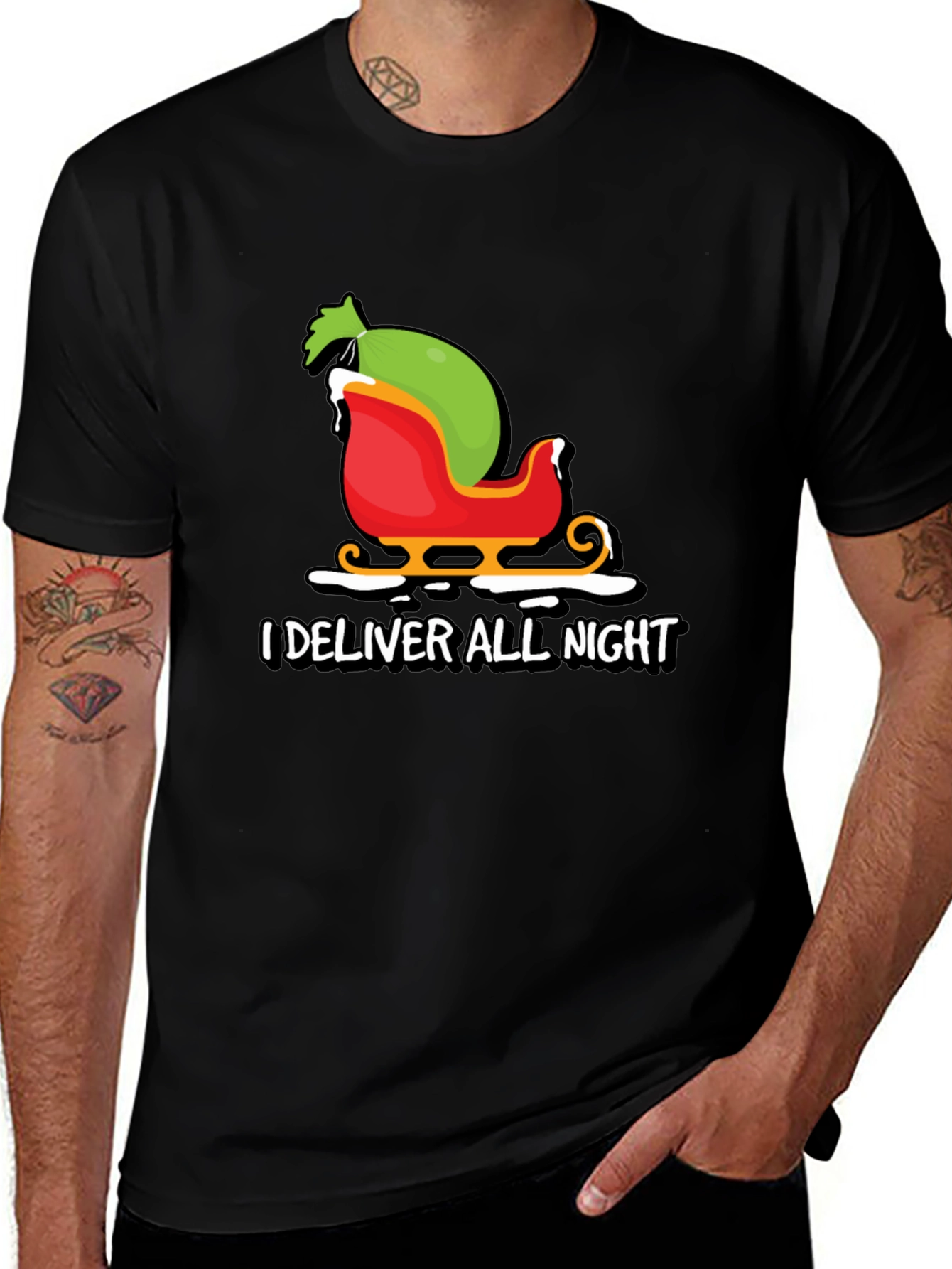 Variant 28 of I Deliver All Night Christmas Graphic Tee