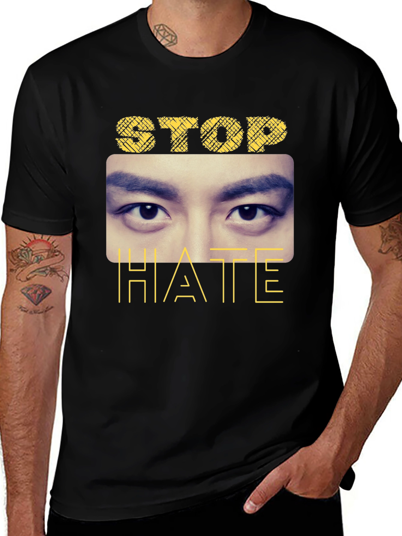 Variant 15 of Stop Hate Graphic Tee - Unisex Black T-Shirt
