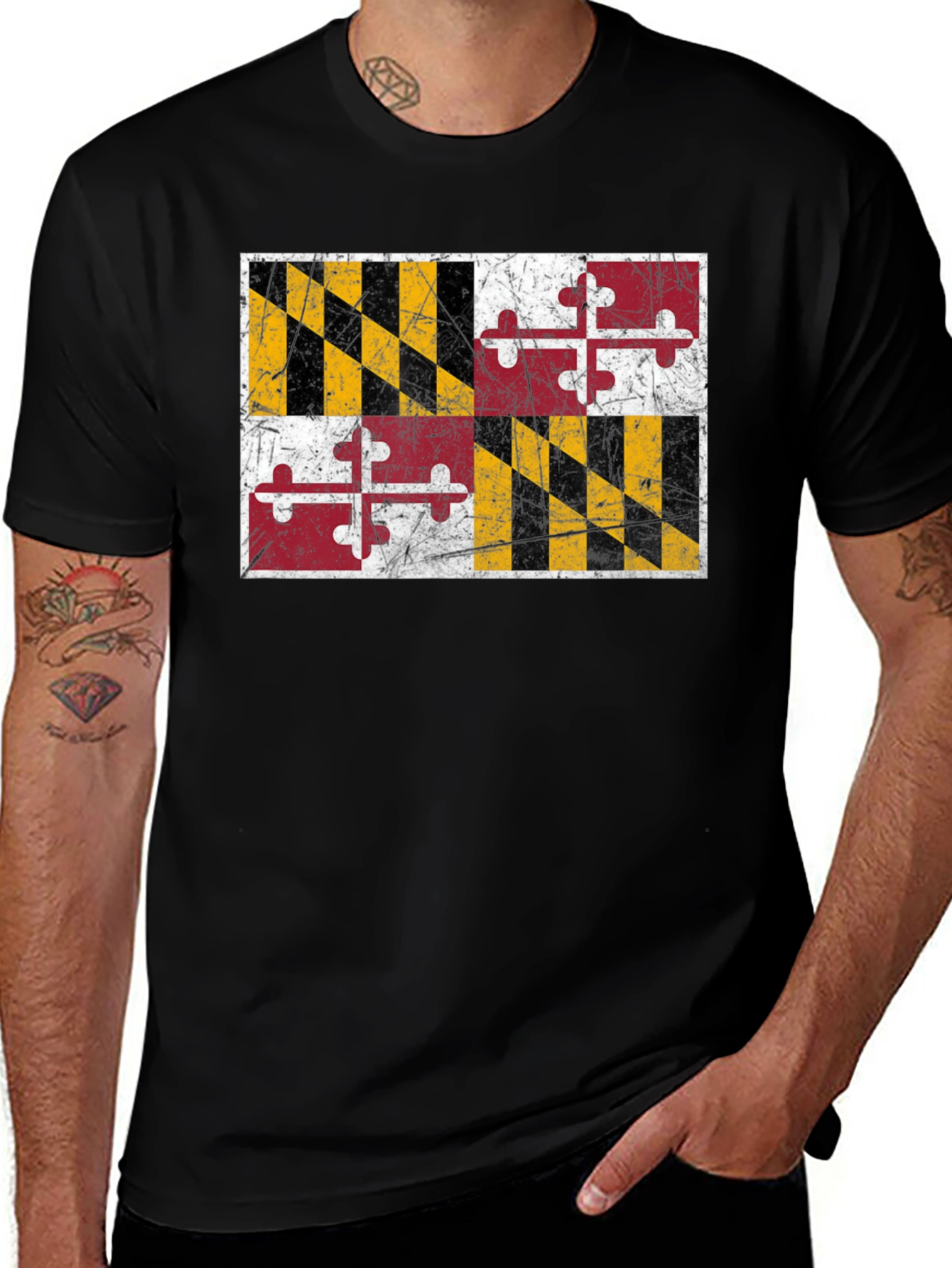 Variant 20 of Maryland Flag Graphic Black T-Shirt