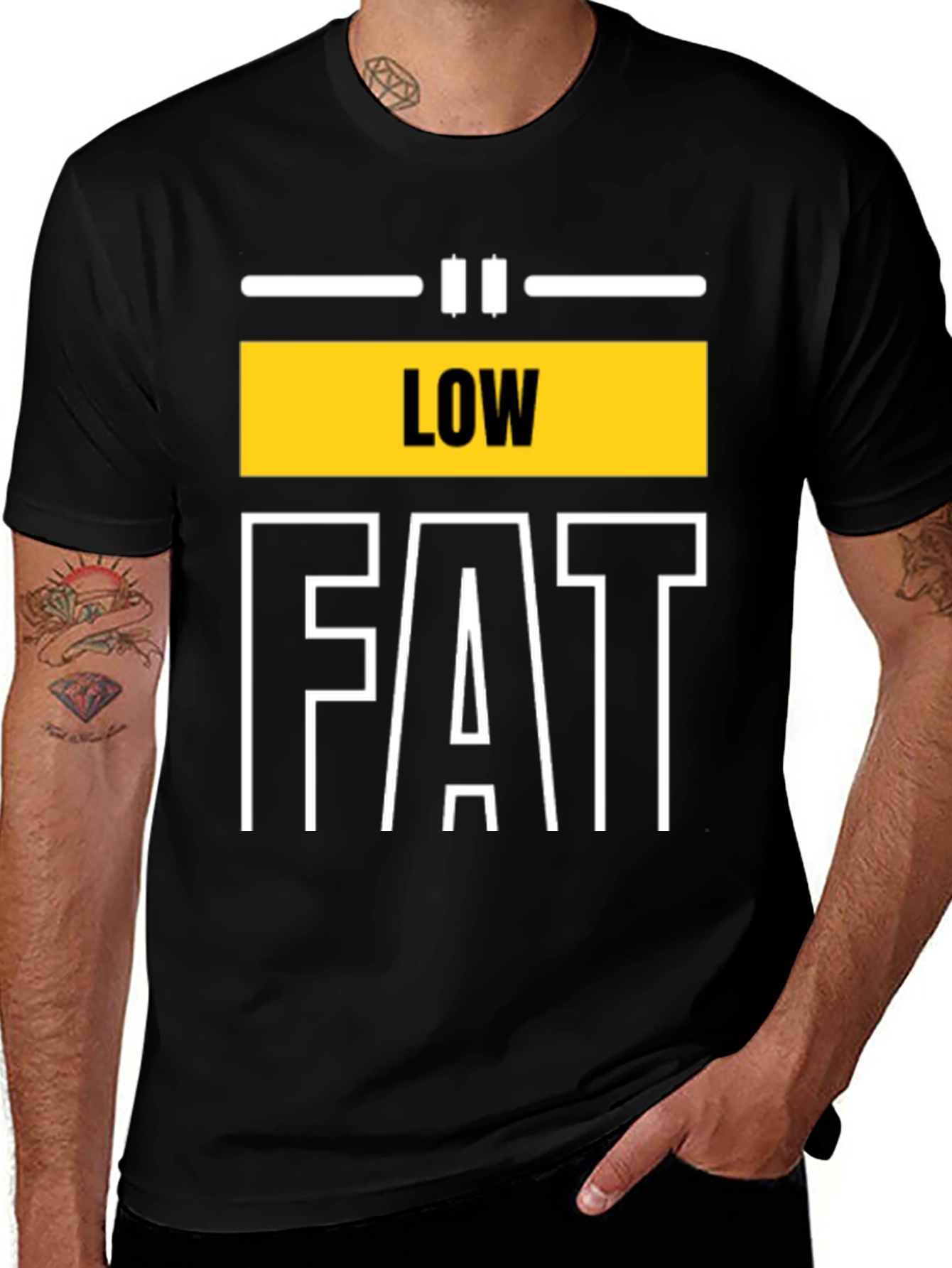 Variant 14 of Low Fat Graphic Tee - Unisex Black T-Shirt