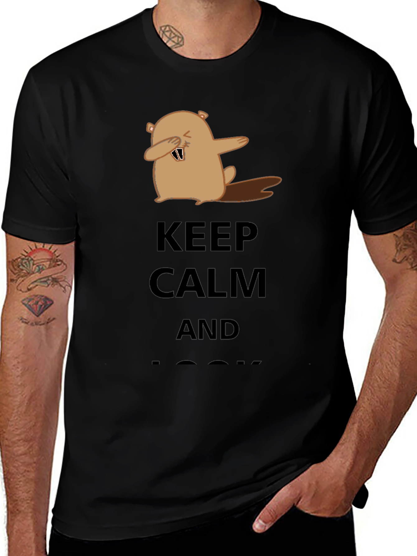 Keep Calm Beaver Dabbing T-Shirt - Black