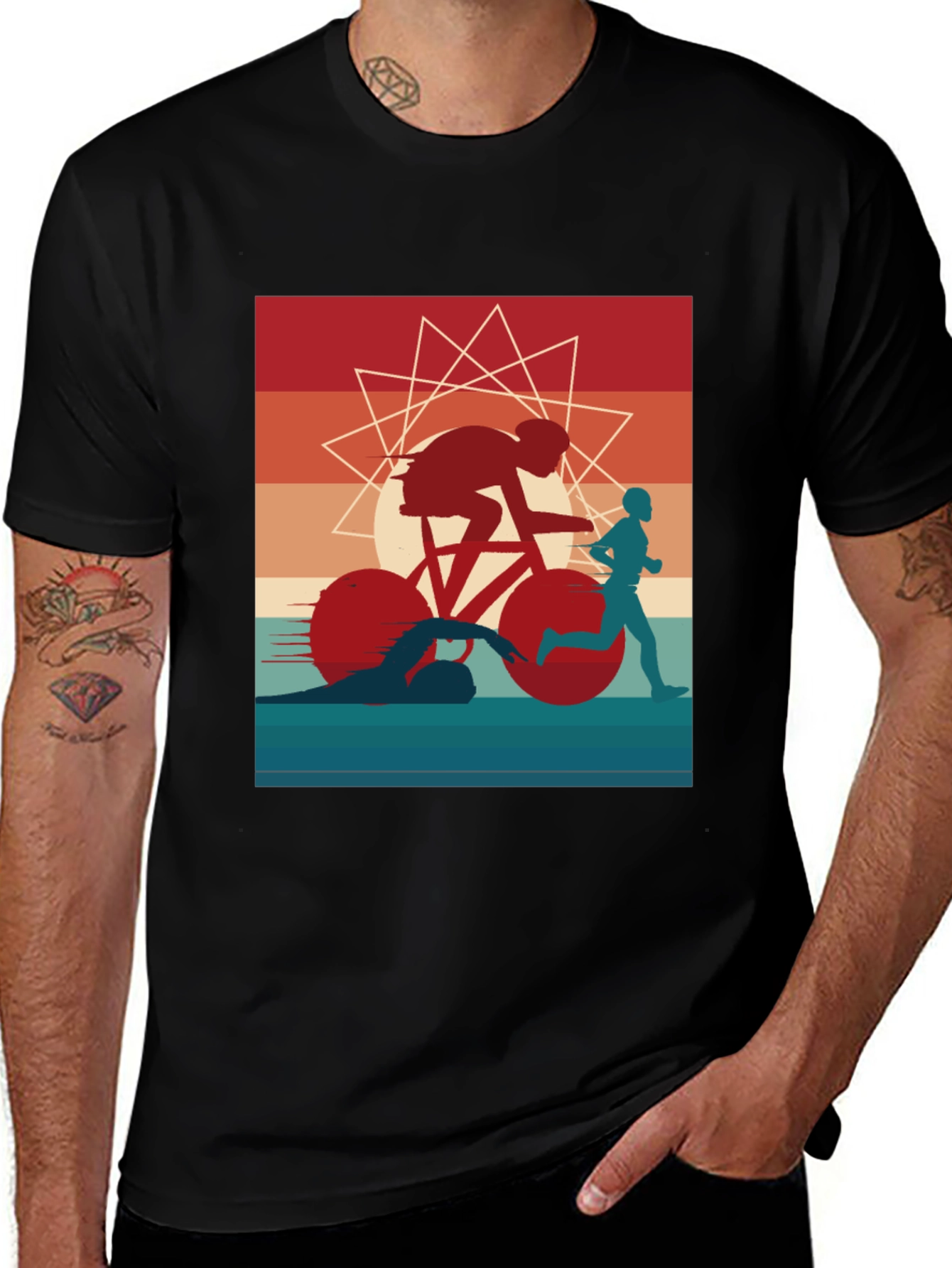 Variant 7 of Triathlon Graphic Tee - Sporty Athlete Design