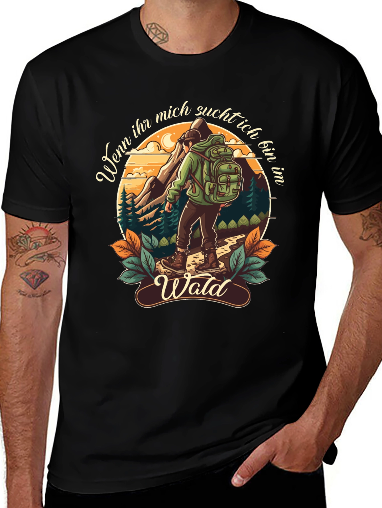 Variant 9 of Hiking Themed Graphic T-Shirt - Wald