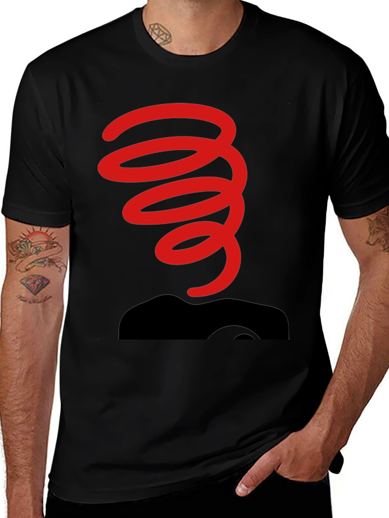 Black T-Shirt with Red Spring Graphic