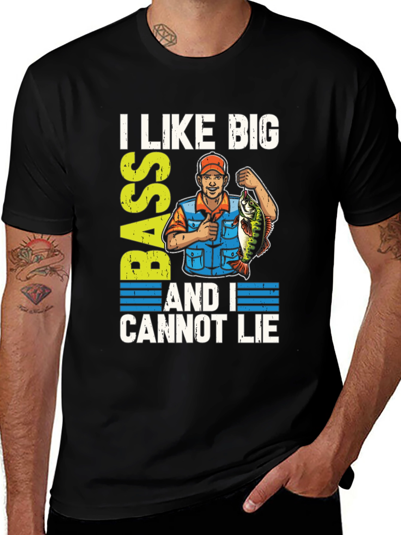 Variant 21 of I Like Big Bass Funny Fishing T-Shirt