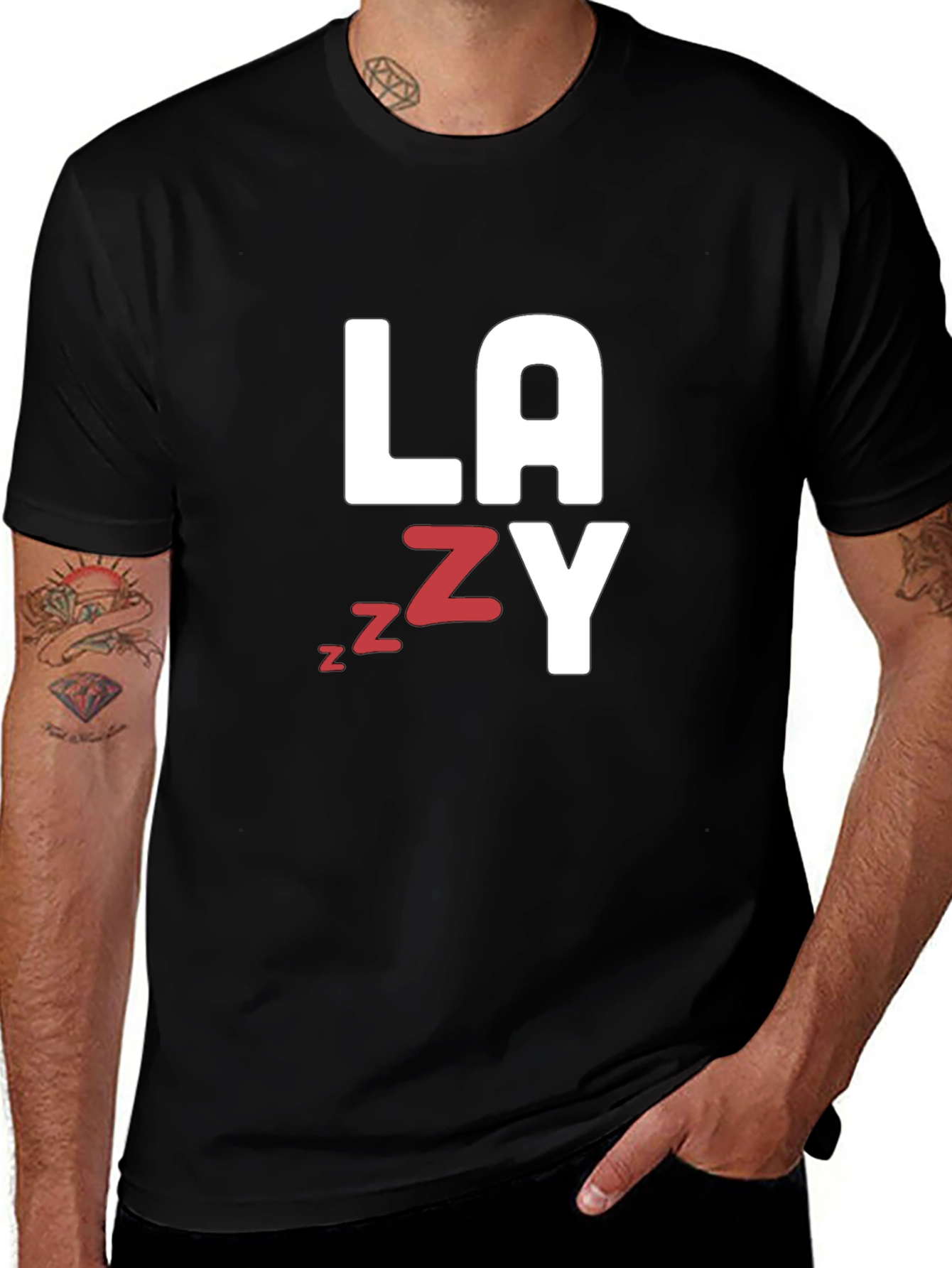 Variant 25 of Lazy Graphic Print Crew Neck T-Shirt