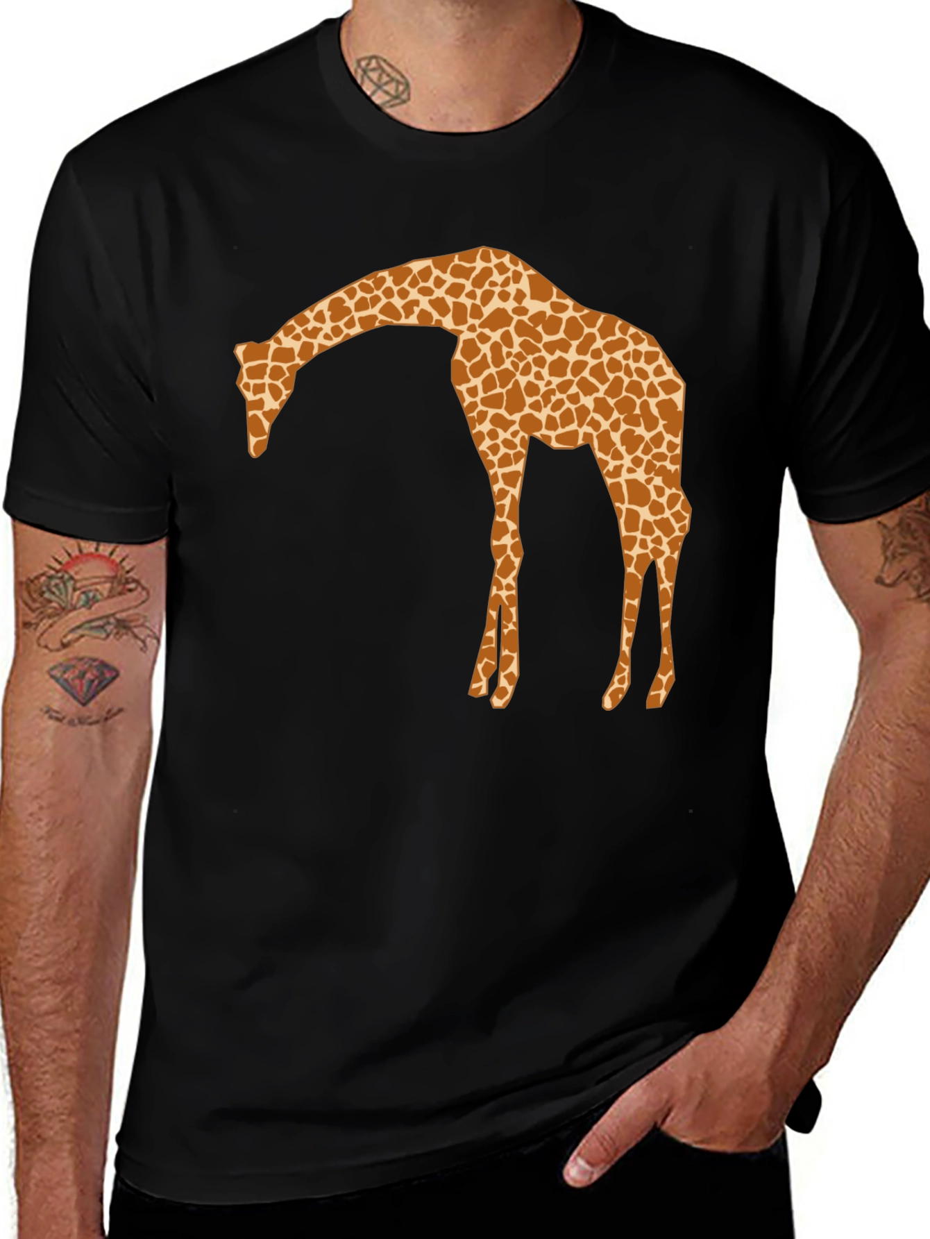 Variant 3 of Giraffe Silhouette Men's Black Graphic T-Shirt