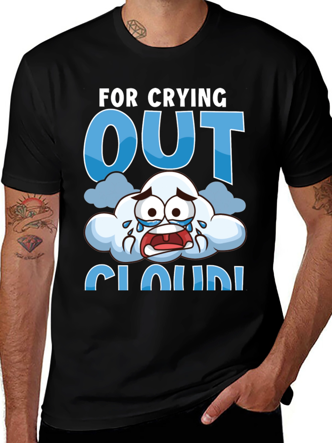 Black Crying Cloud T-Shirt - Funny Graphic Tee main image