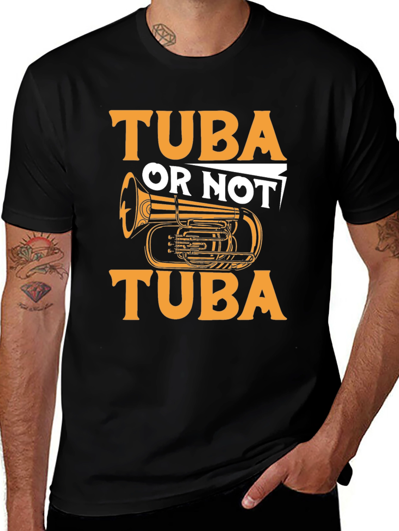Variant 25 of Tuba Or Not Tuba Funny Musician Black T-Shirt