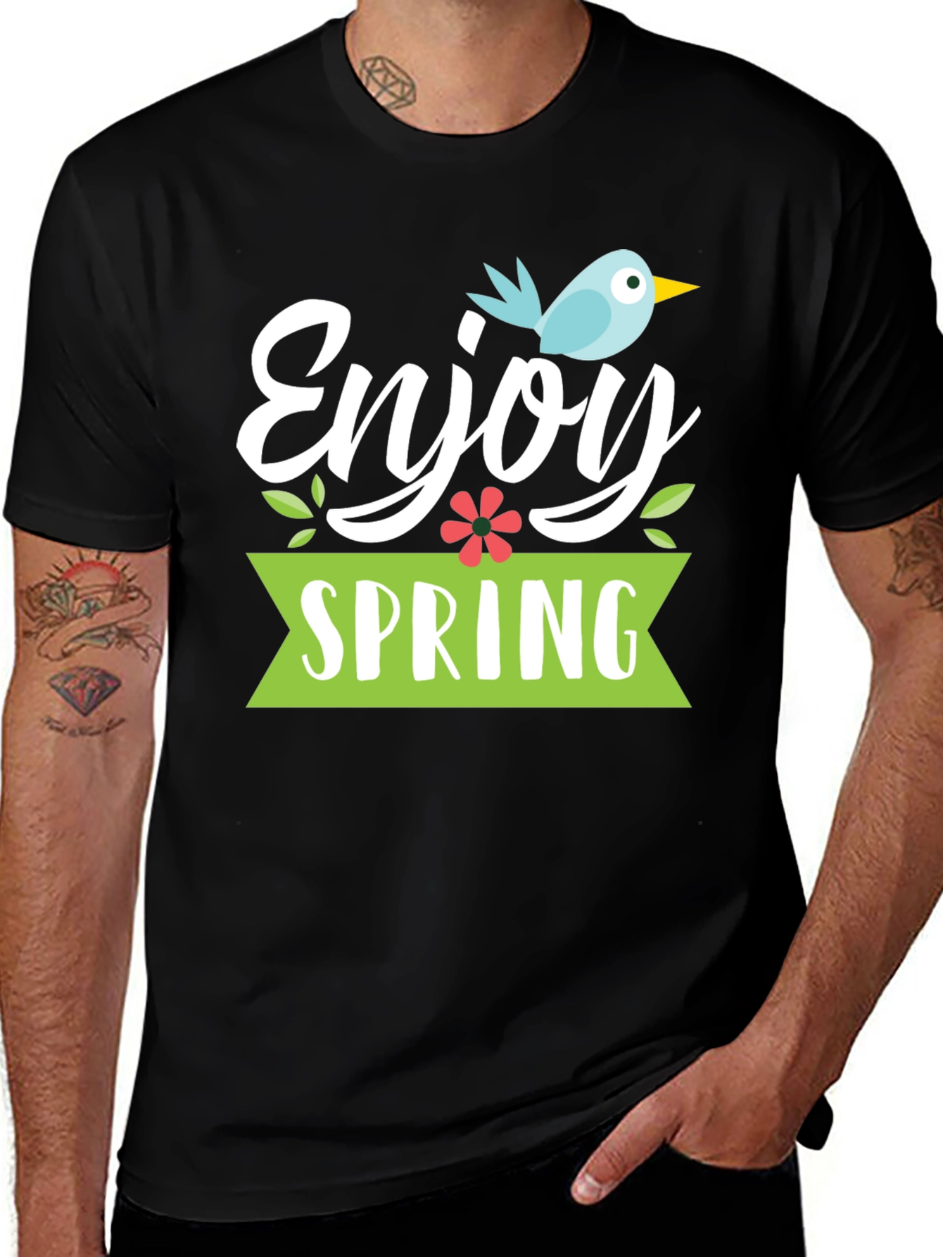 Enjoy Spring T-Shirt - Bird Graphic