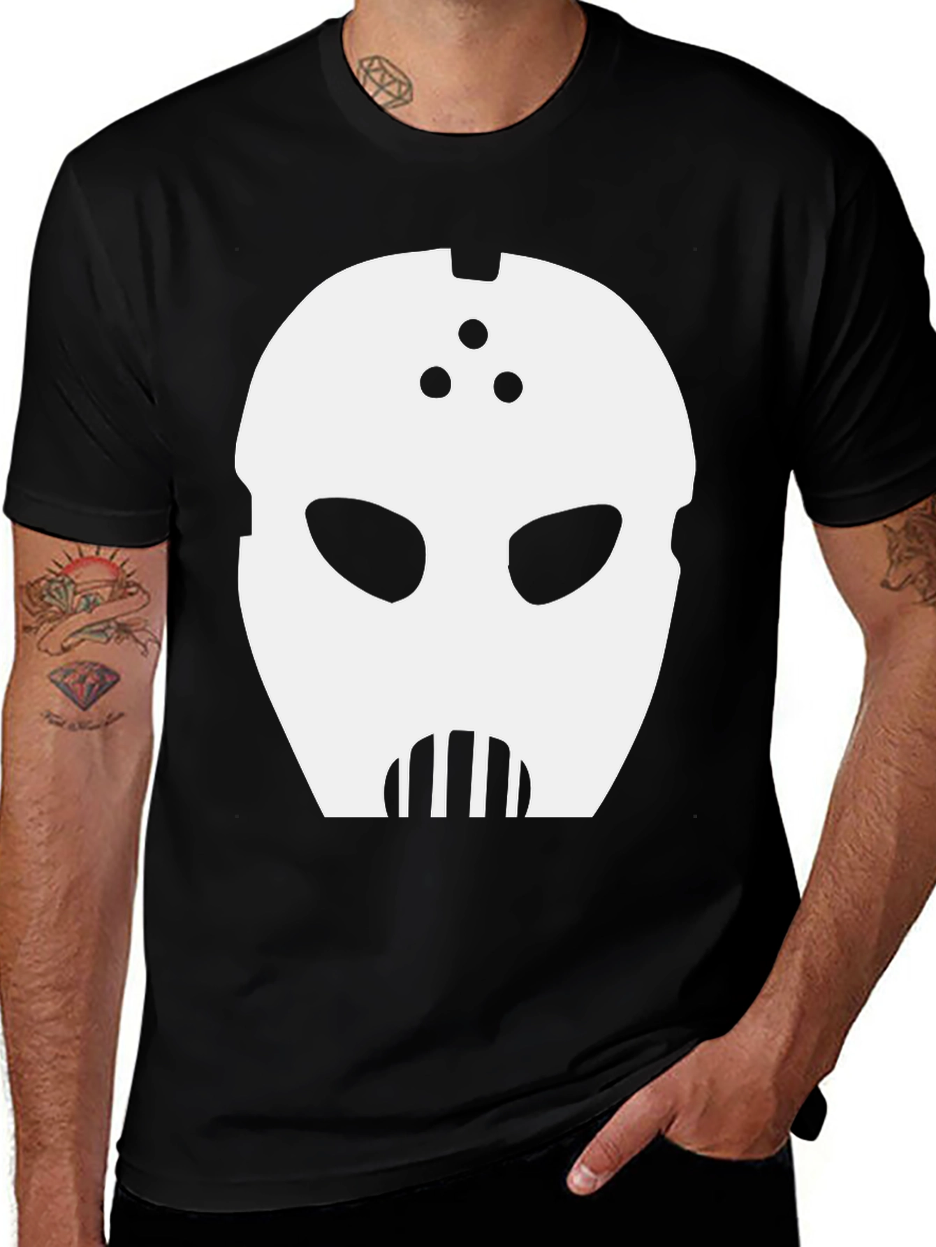 Mystery Mask Graphic Tee - Black Cotton Blend