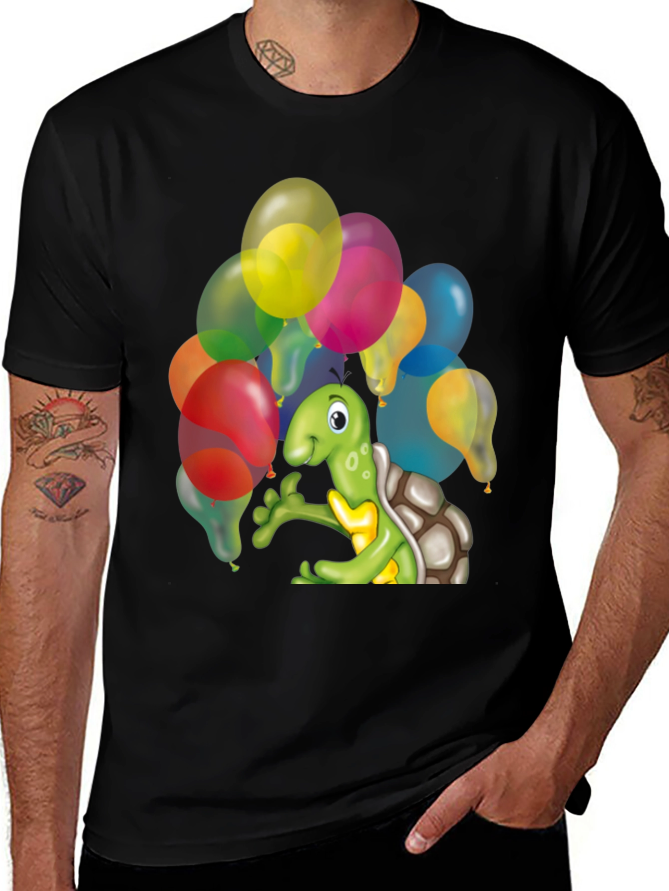 Variant 3 of Cartoon Turtle Balloons Graphic Tee