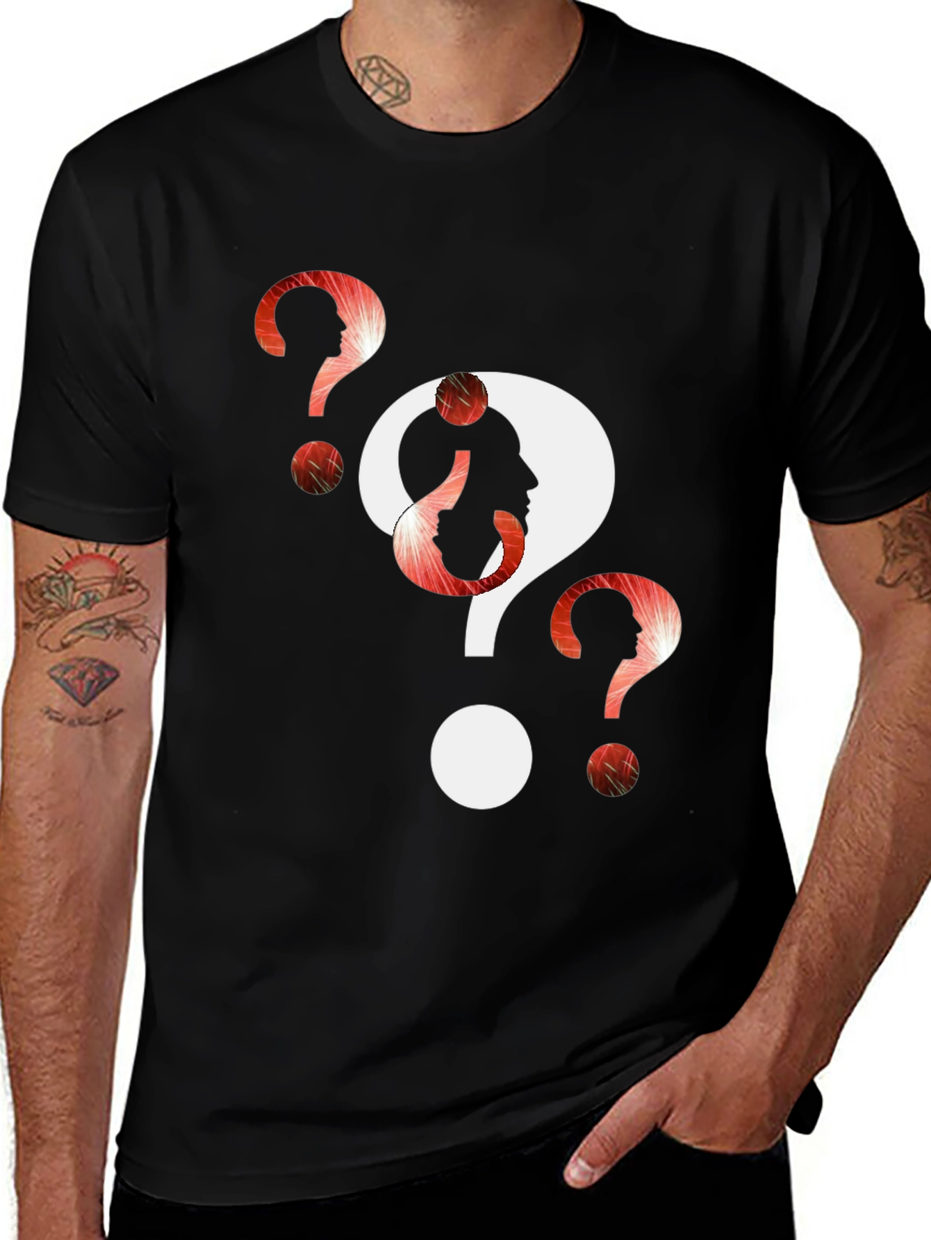 Variant 23 of Men's Graphic Tee - Question Mark Face Design