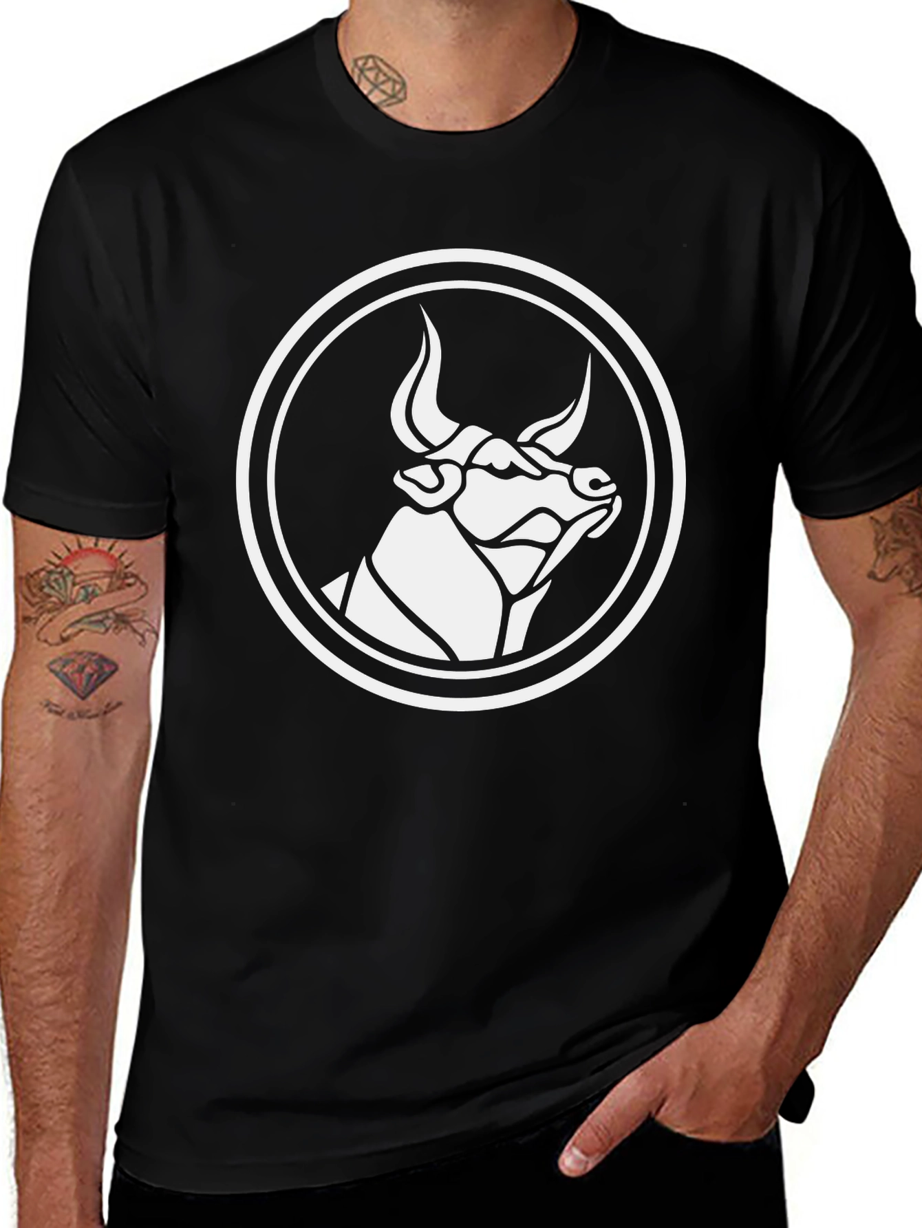 Variant 16 of Bull Logo Black T-Shirt - Stylish Graphic Tee for Men