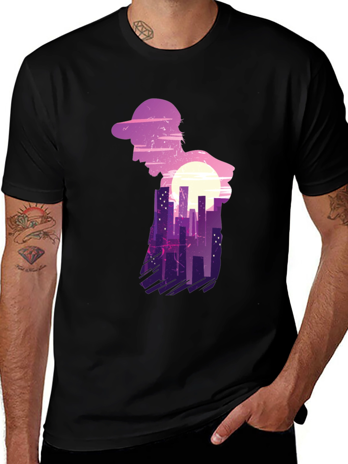 Variant 29 of Retro Cityscape Silhouette Graphic T-Shirt