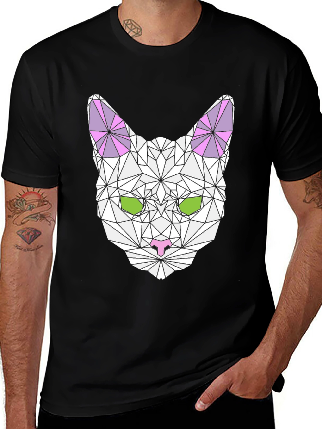 Variant 20 of Geometric Cat Graphic Tee - Stylish & Unique
