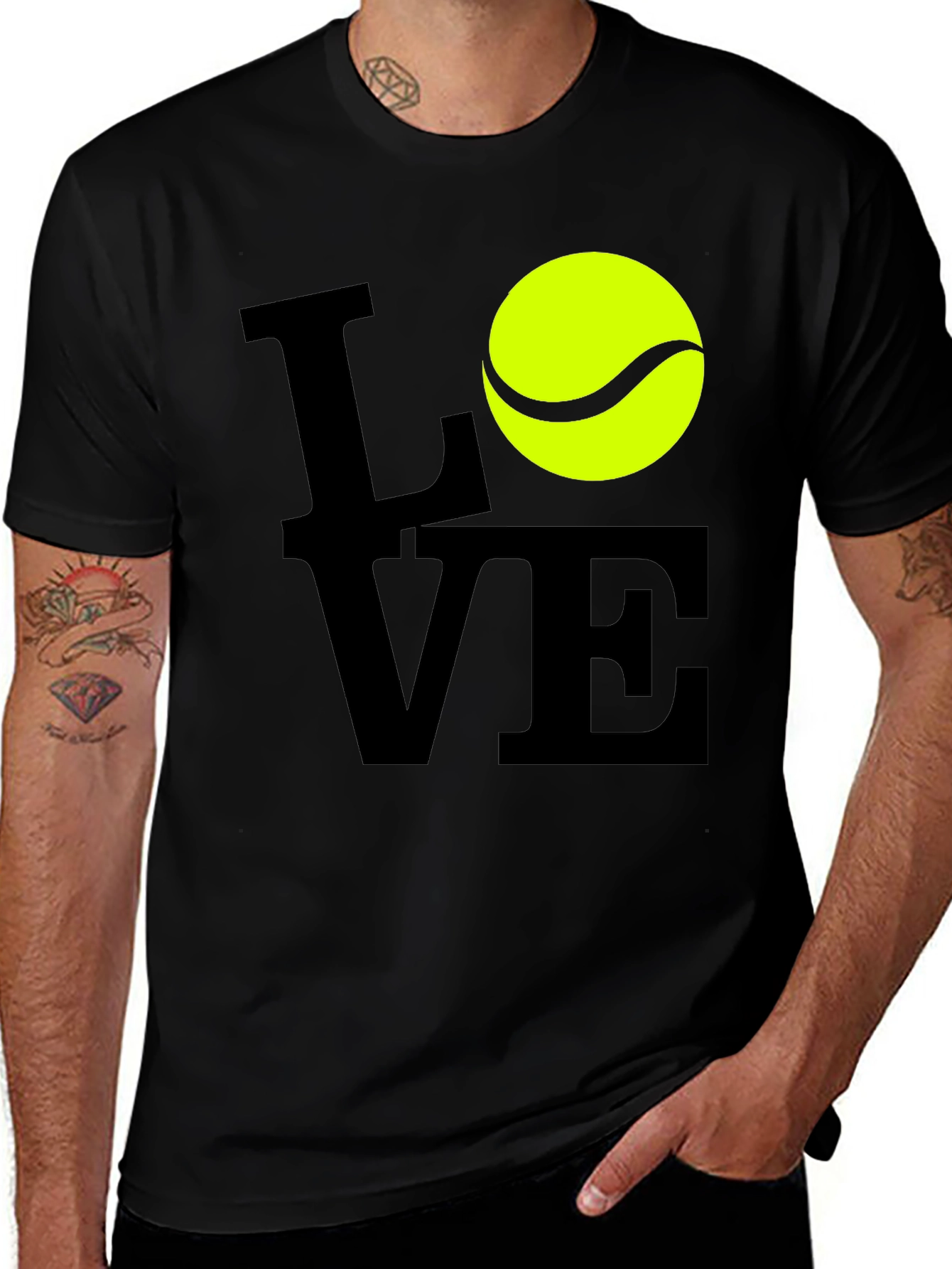 Variant 13 of Love Tennis T-Shirt - Black, Graphic Print