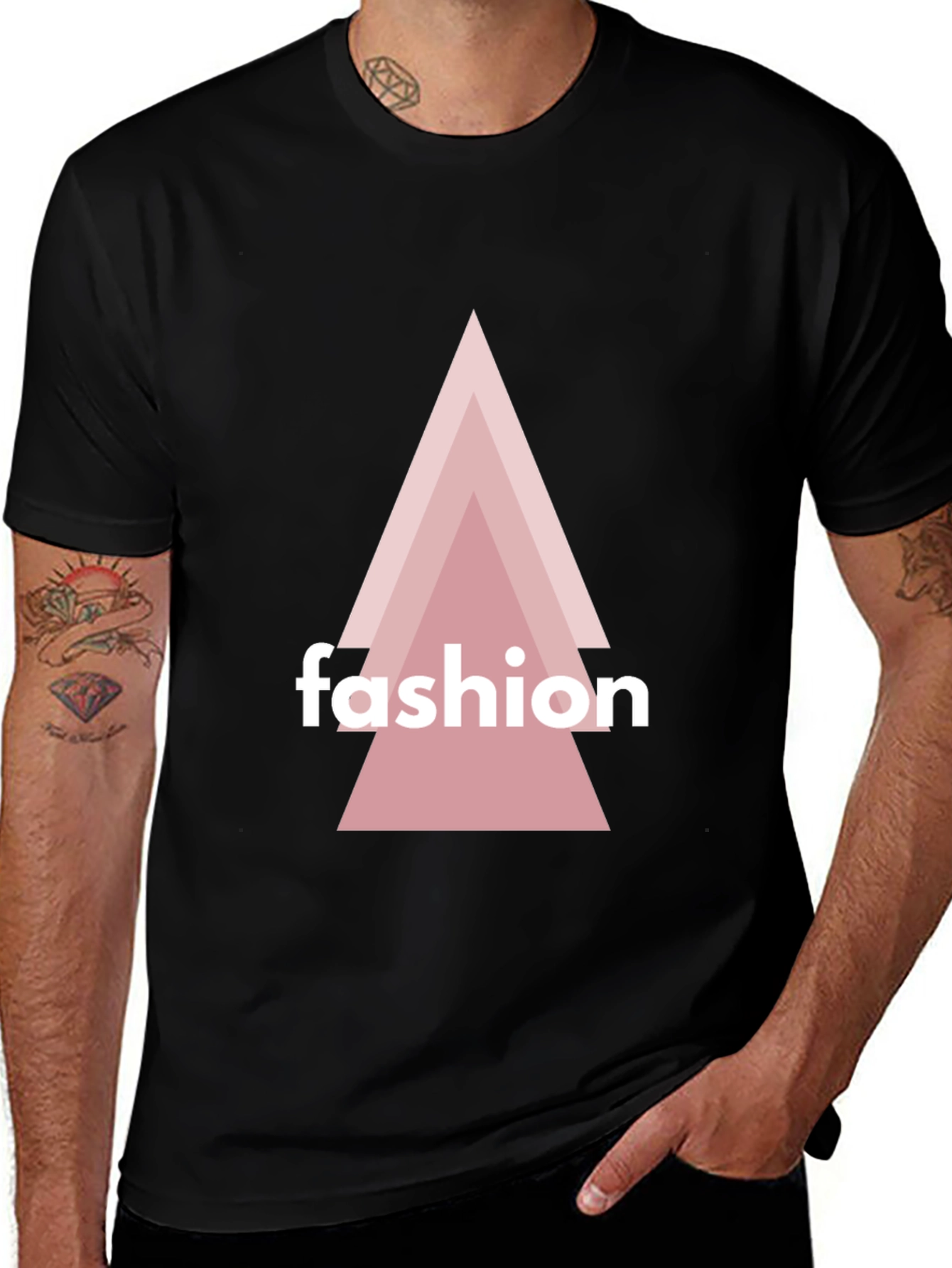 Variant 5 of Trendy Black T-Shirt with Geometric 'Fashion' Design
