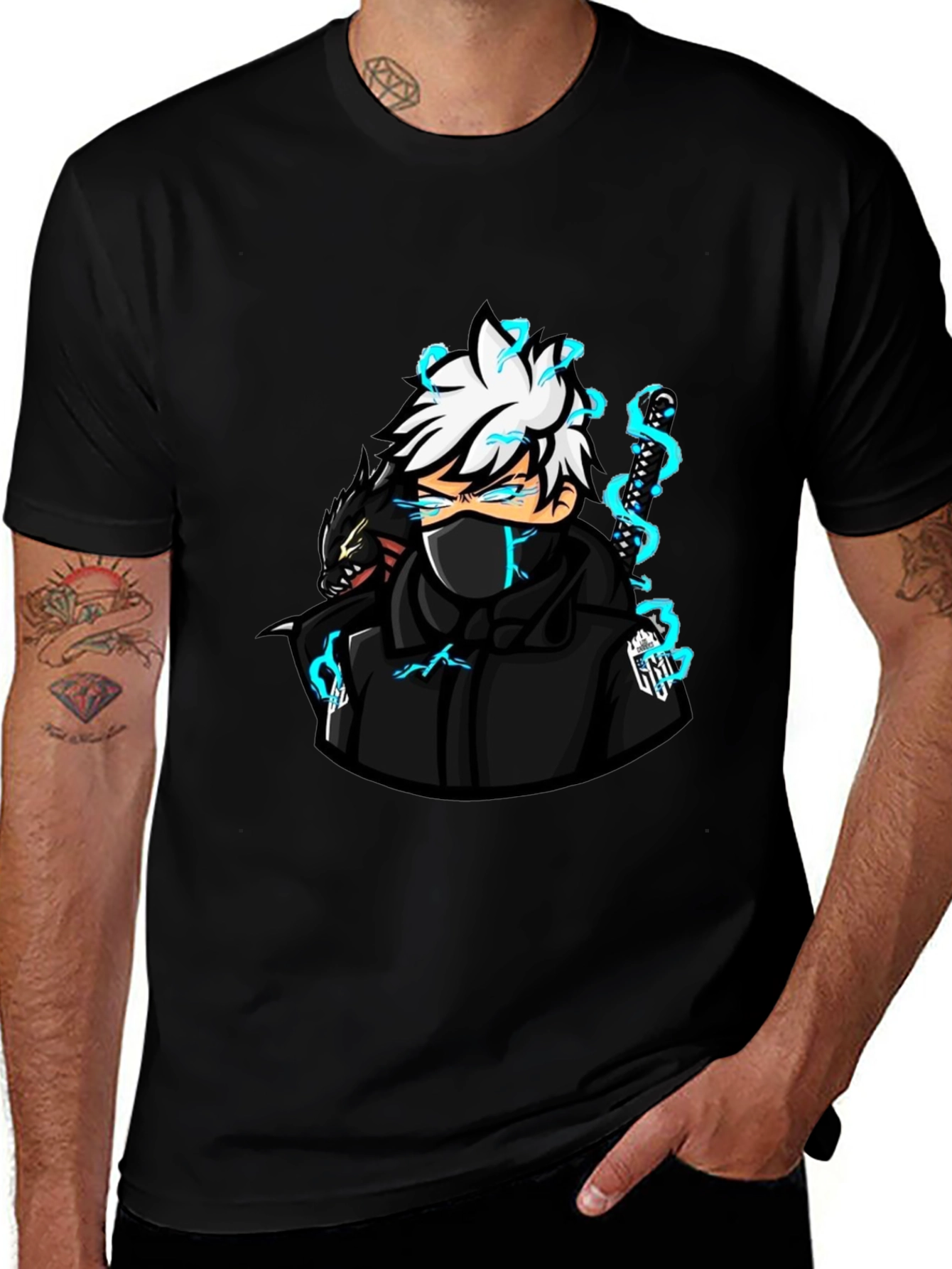 Black Anime Character Graphic Black T-Shirt main image